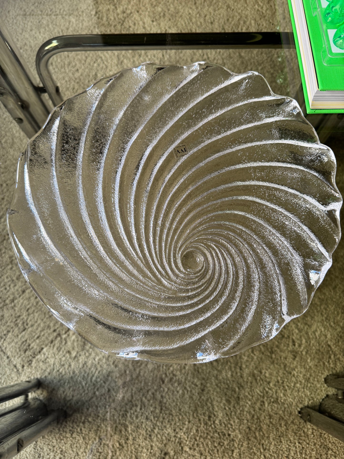 Vintage IVV Swirl Glass Plate Made in Italy