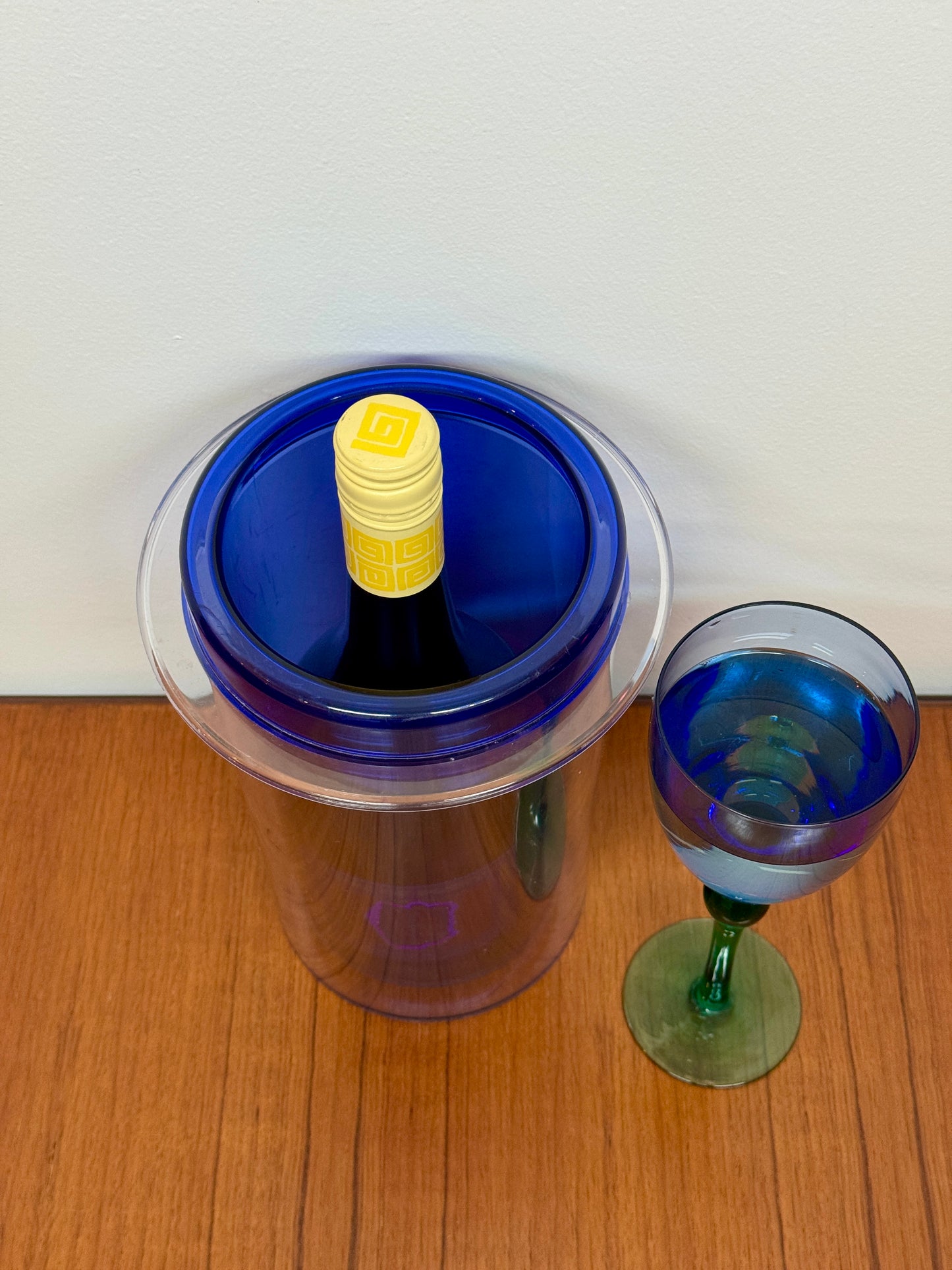 Vintage Wine Cooler 7280 by Design Group Italia - transparent cobalt blue