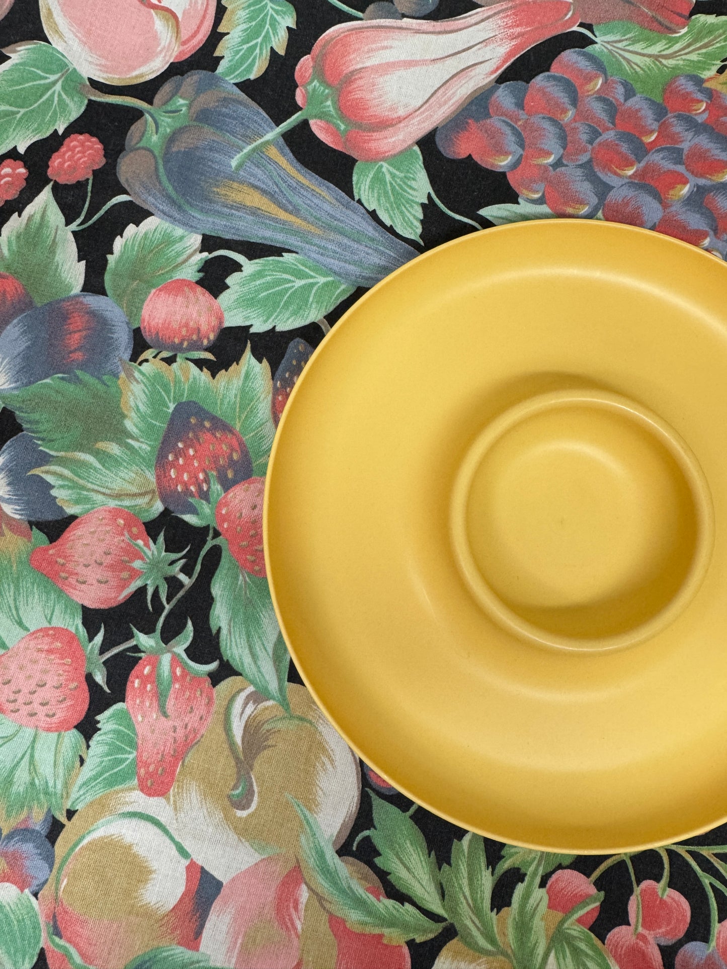 Vintage Yellow Dip Platter + Serving Fork Set