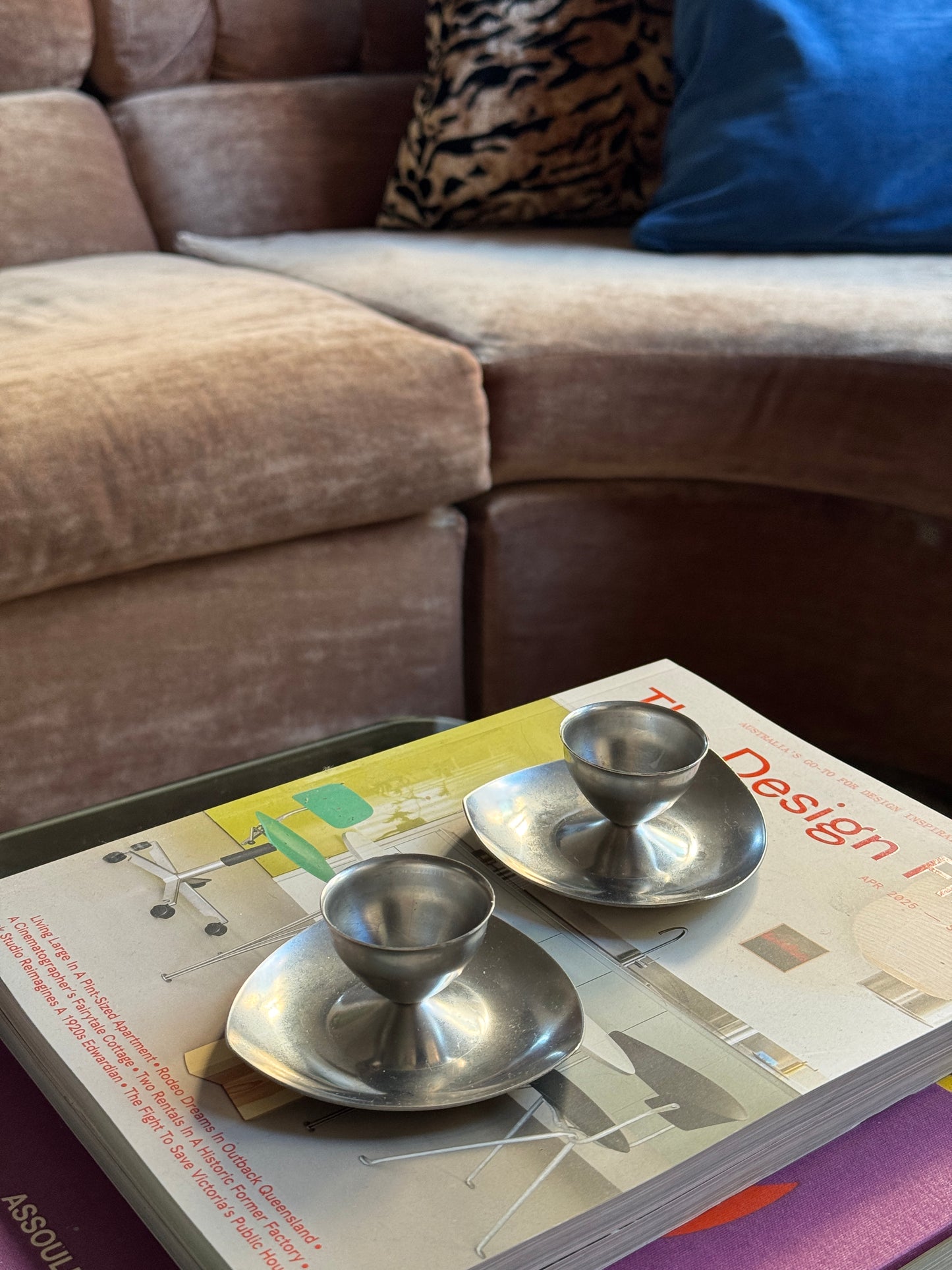 Pair of Vintage Modernist Metal Candle Holders