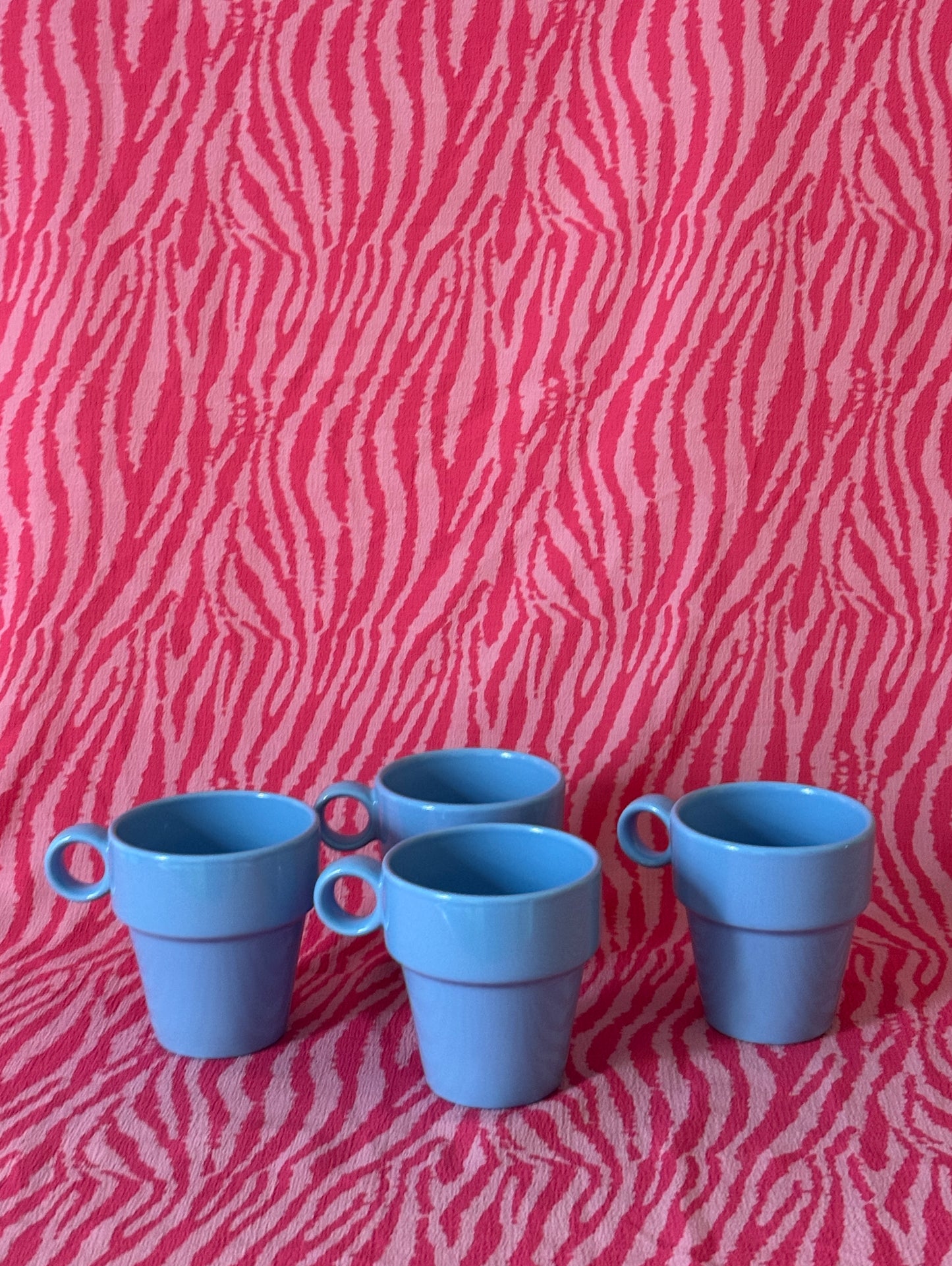 Vintage set of blue stackable coffee cups 4pcs
