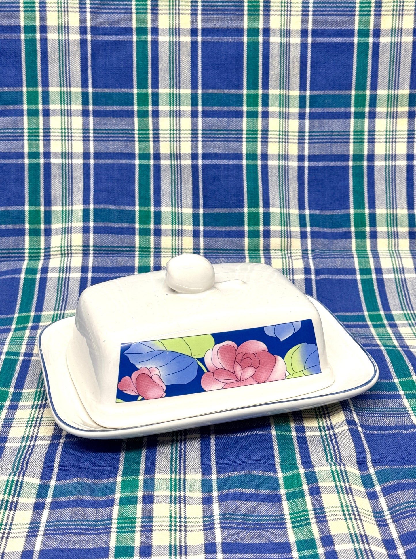 Vintage Ceramic Floral Butter Dish