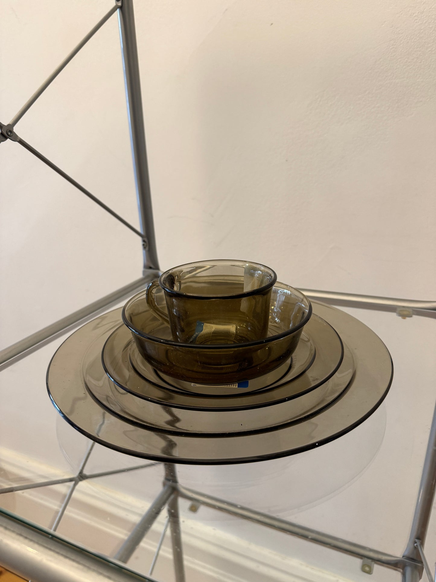 Vintage ARCOROC Smokey Brown 20-Piece Dinner Set – Unused in Original Box | Made in France