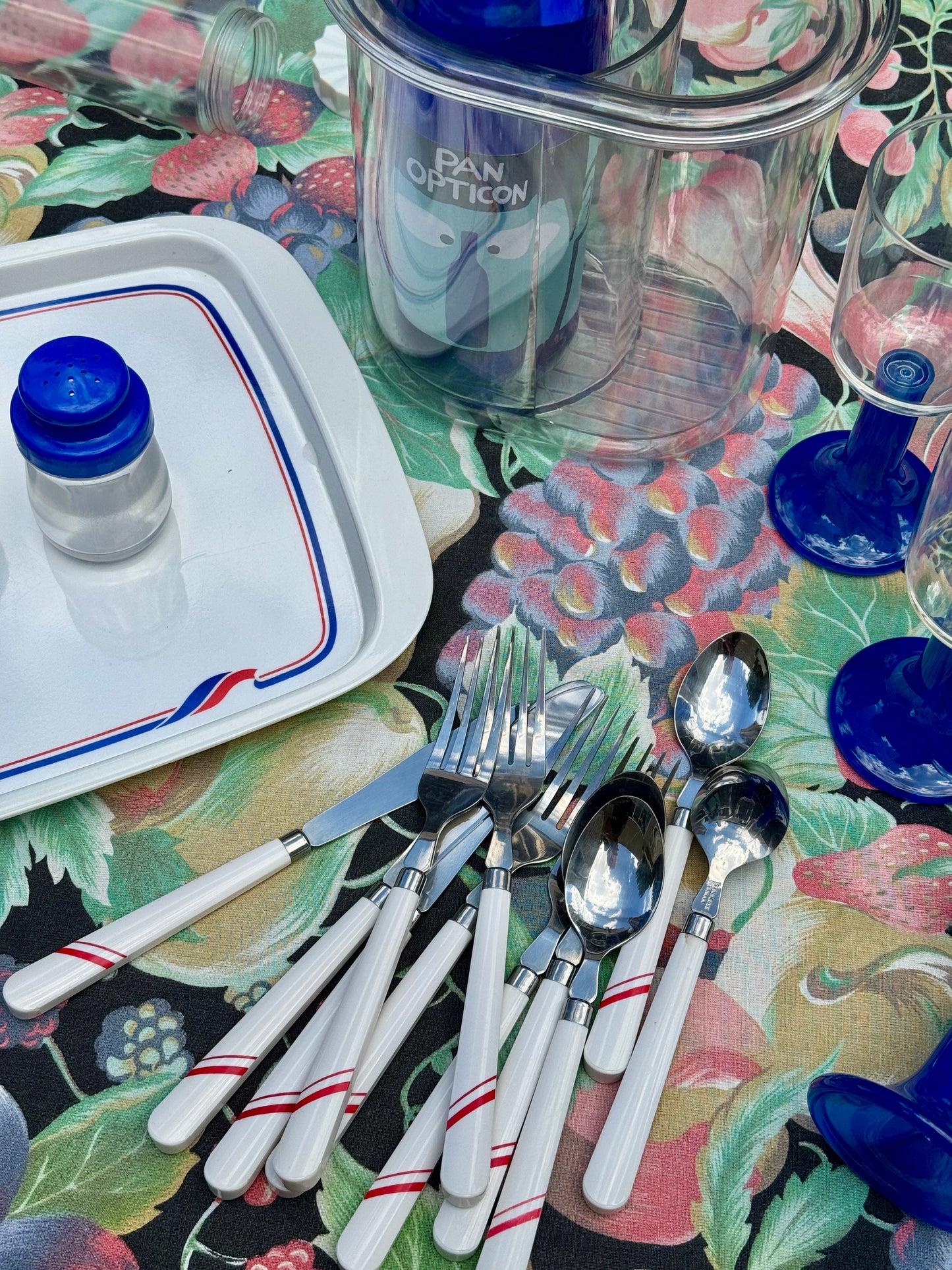 Blue, red and white picnic set