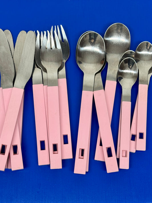 Vintage 16-Piece Pastel Pink – Cutlery Set