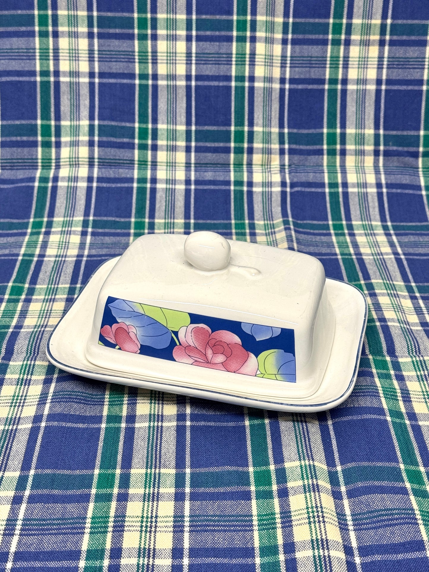Vintage Ceramic Floral Butter Dish