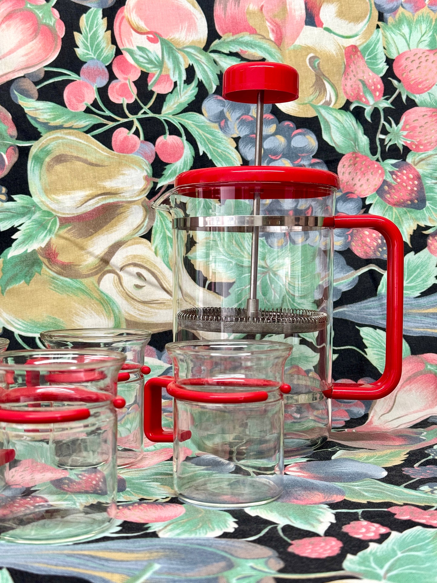 Vintage Bodum French Press Set Iconic Red Edition