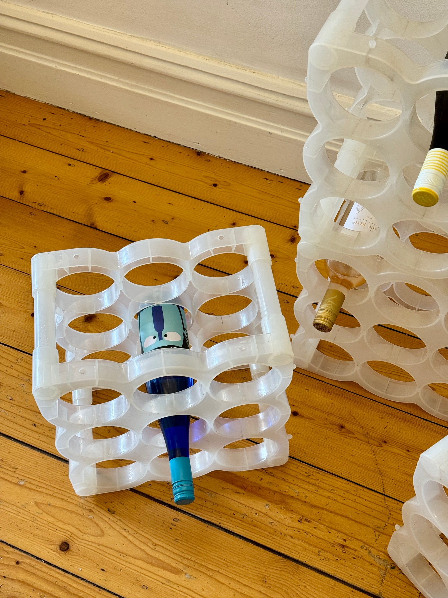 Vintage Modular Plastic Wine Racks – Stackable & Translucent (x4 available)