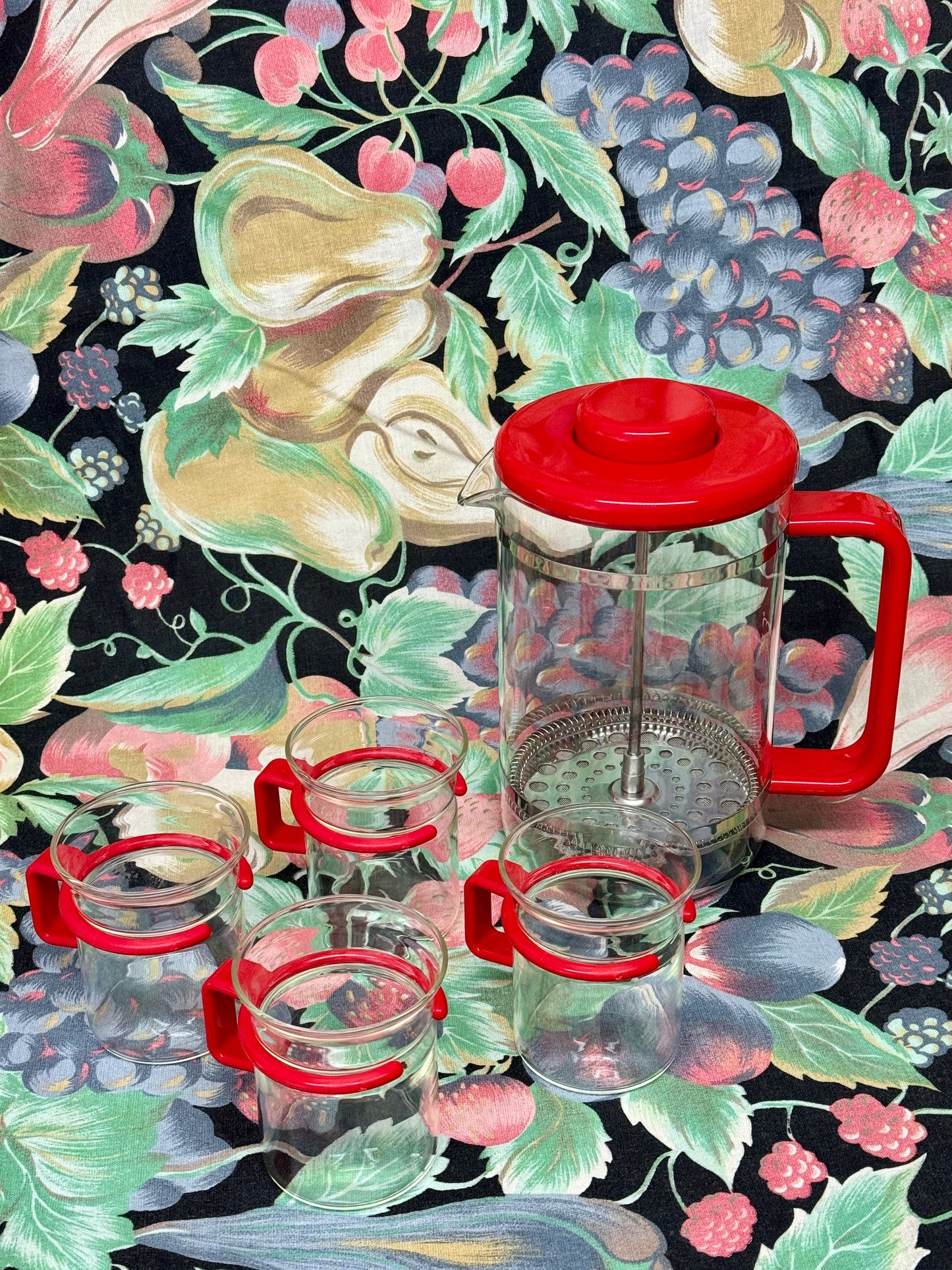 Vintage Bodum French Press Set Iconic Red Edition