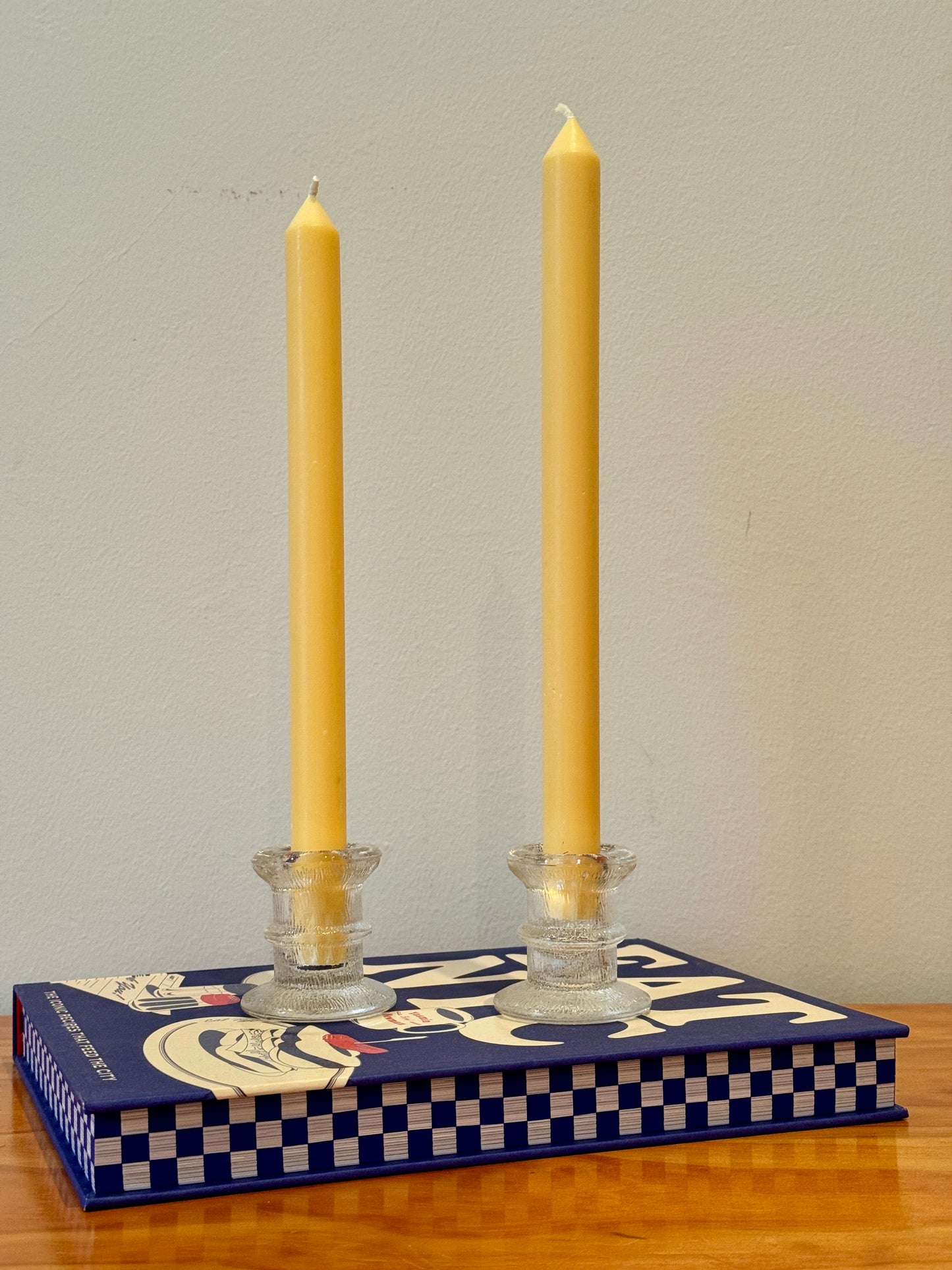 Vintage 1970s Pukeberg Sweden Textured Glass Candle Holders Set of 2 Staffan Gellerstedt Design