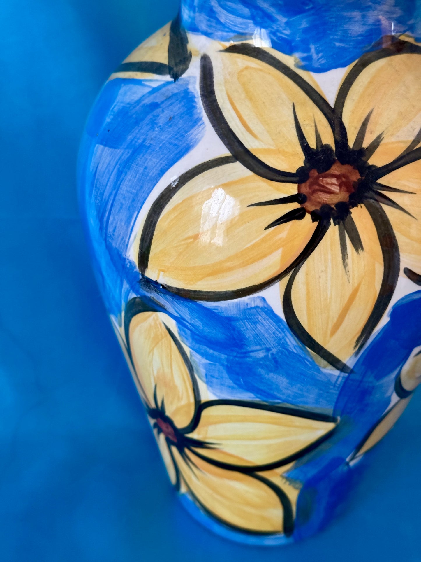 Vintage Hand-Painted Floral Ceramic Vase
