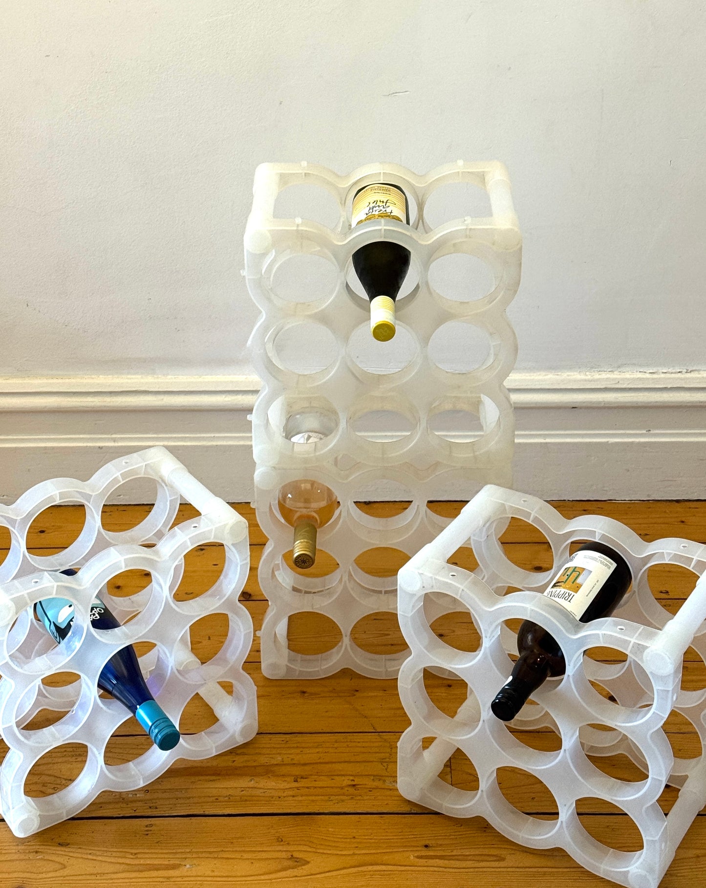Vintage Modular Plastic Wine Racks – Stackable & Translucent (x4 available)