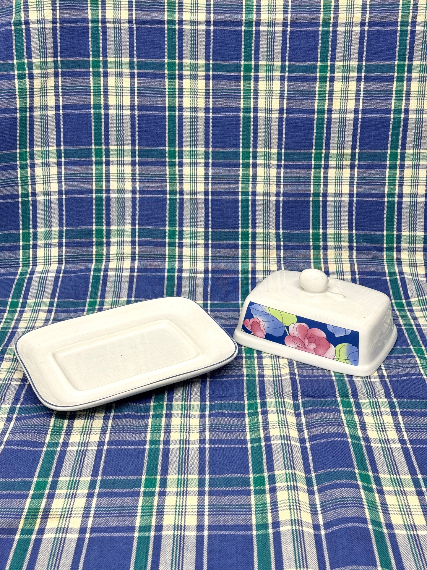 Vintage Ceramic Floral Butter Dish