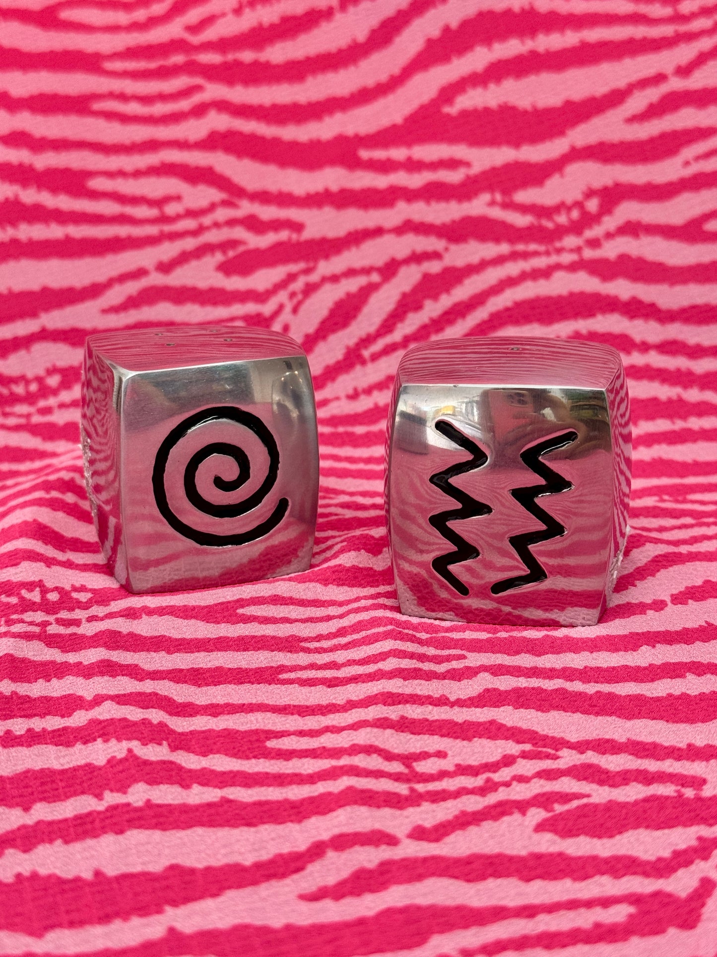 Wilton Armetale Reggae Salt & Pepper Shakers Postmodern Pewter-Style Hollowware (Boxed Set)