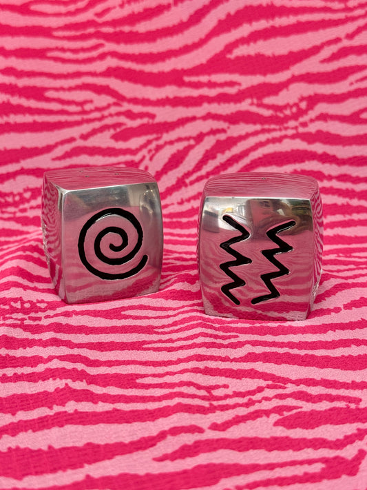 Wilton Armetale Reggae Salt & Pepper Shakers Postmodern Pewter-Style Hollowware (Boxed Set)