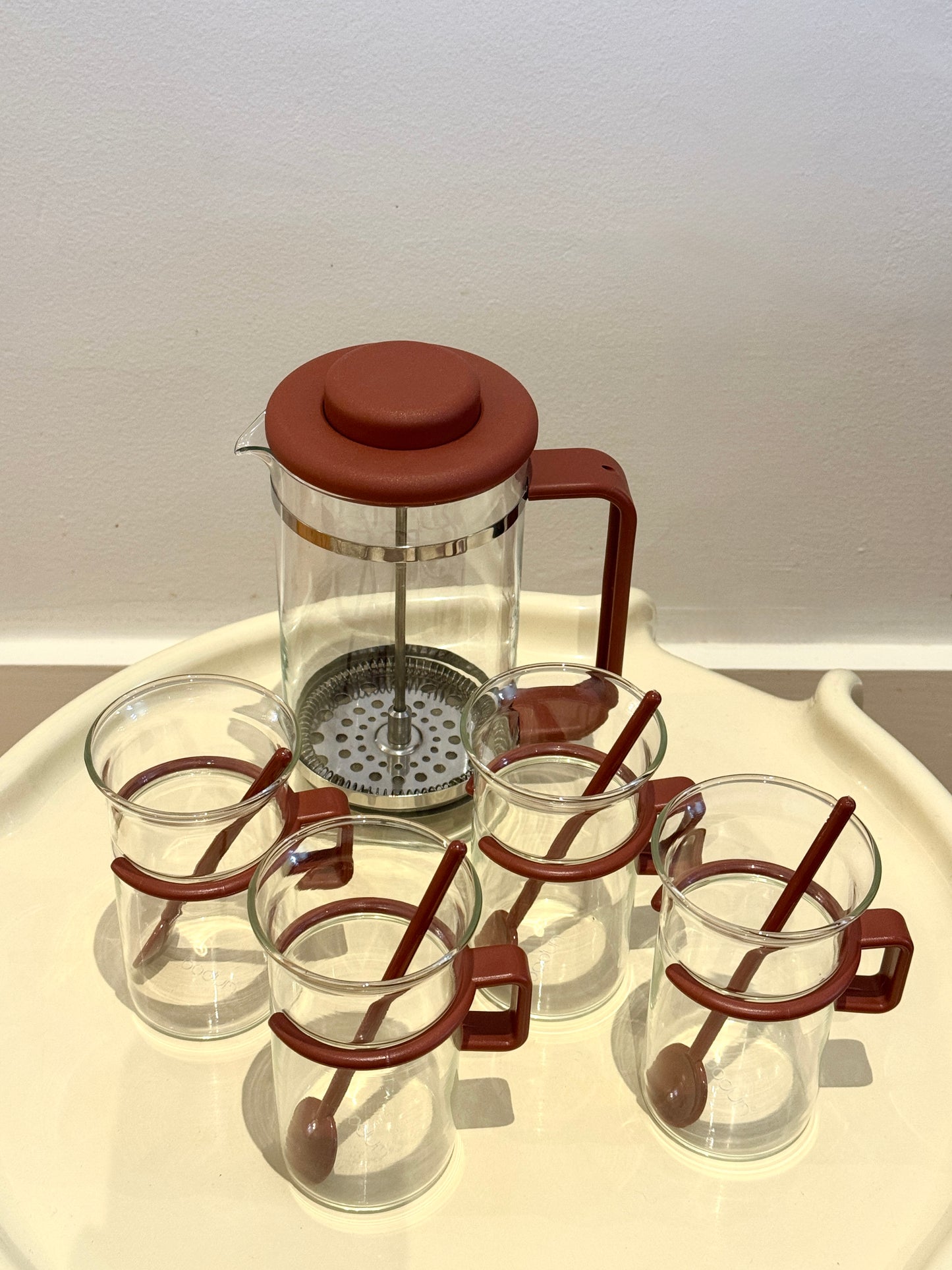 Vintage Bodum Terracotta Brown Coffee Set