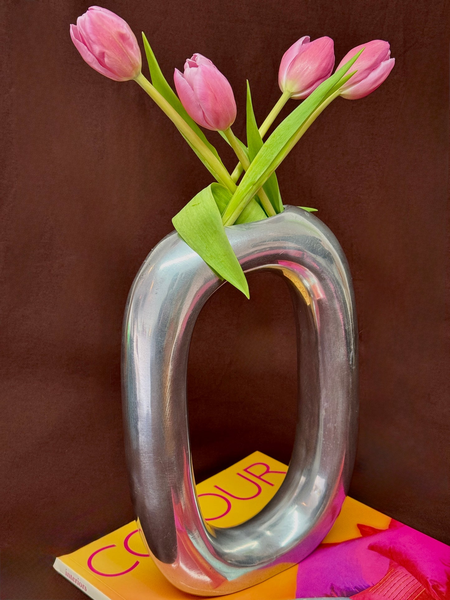 Vintage Aluminum Vase 1980s Postmodern Style