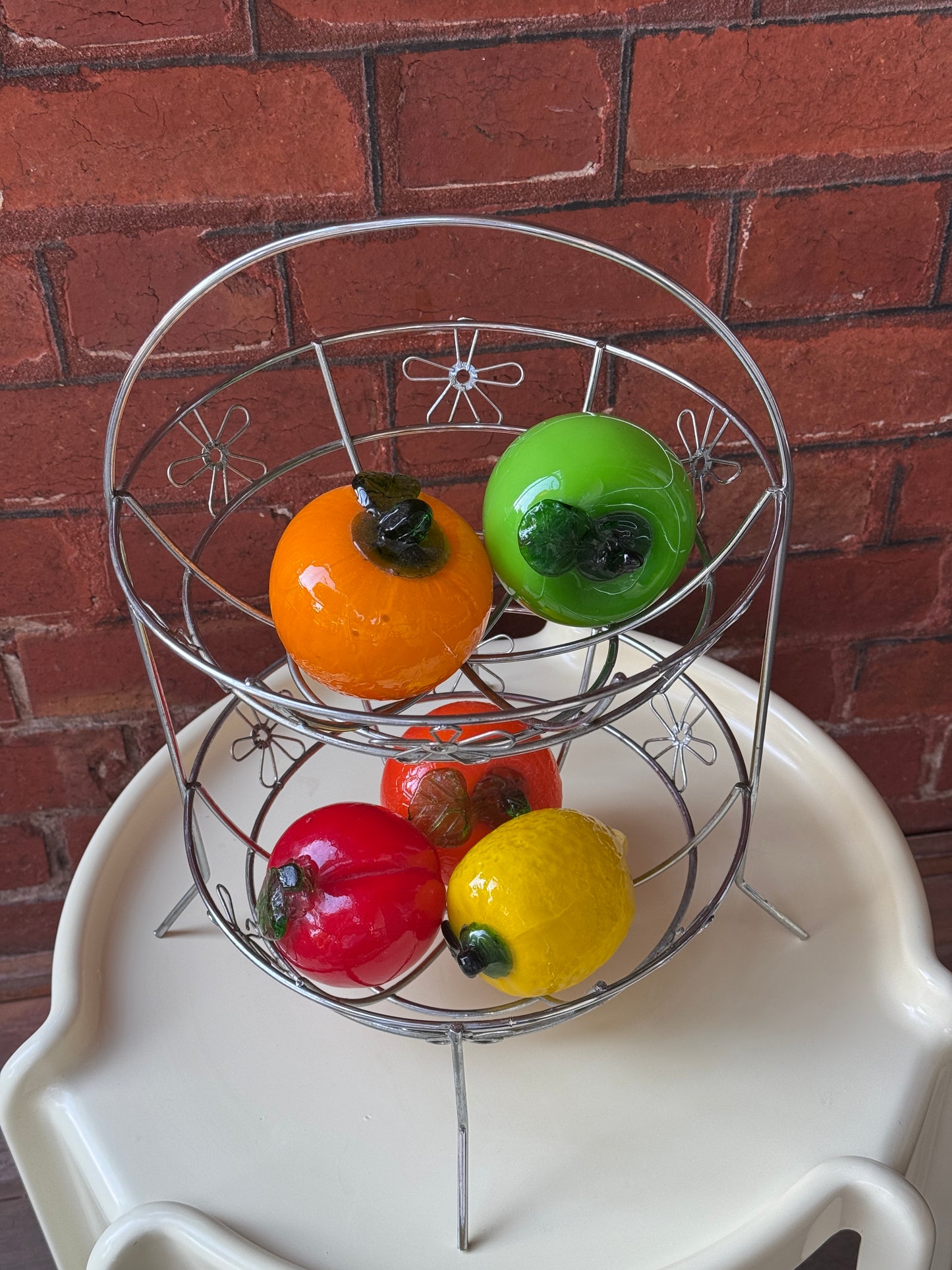 Vintage Two-Tier Wire Fruit Basket