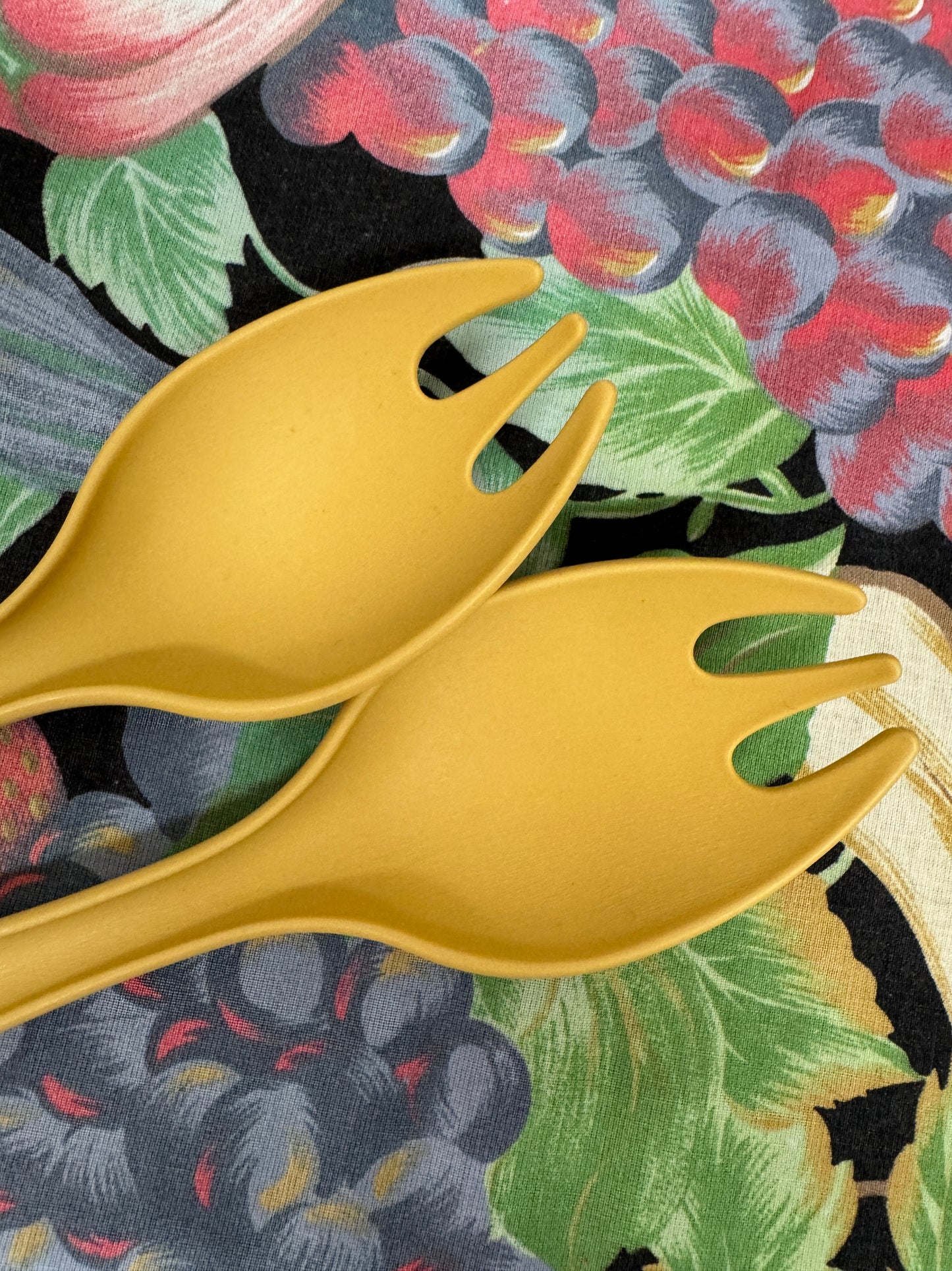 Vintage Yellow Dip Platter + Serving Fork Set