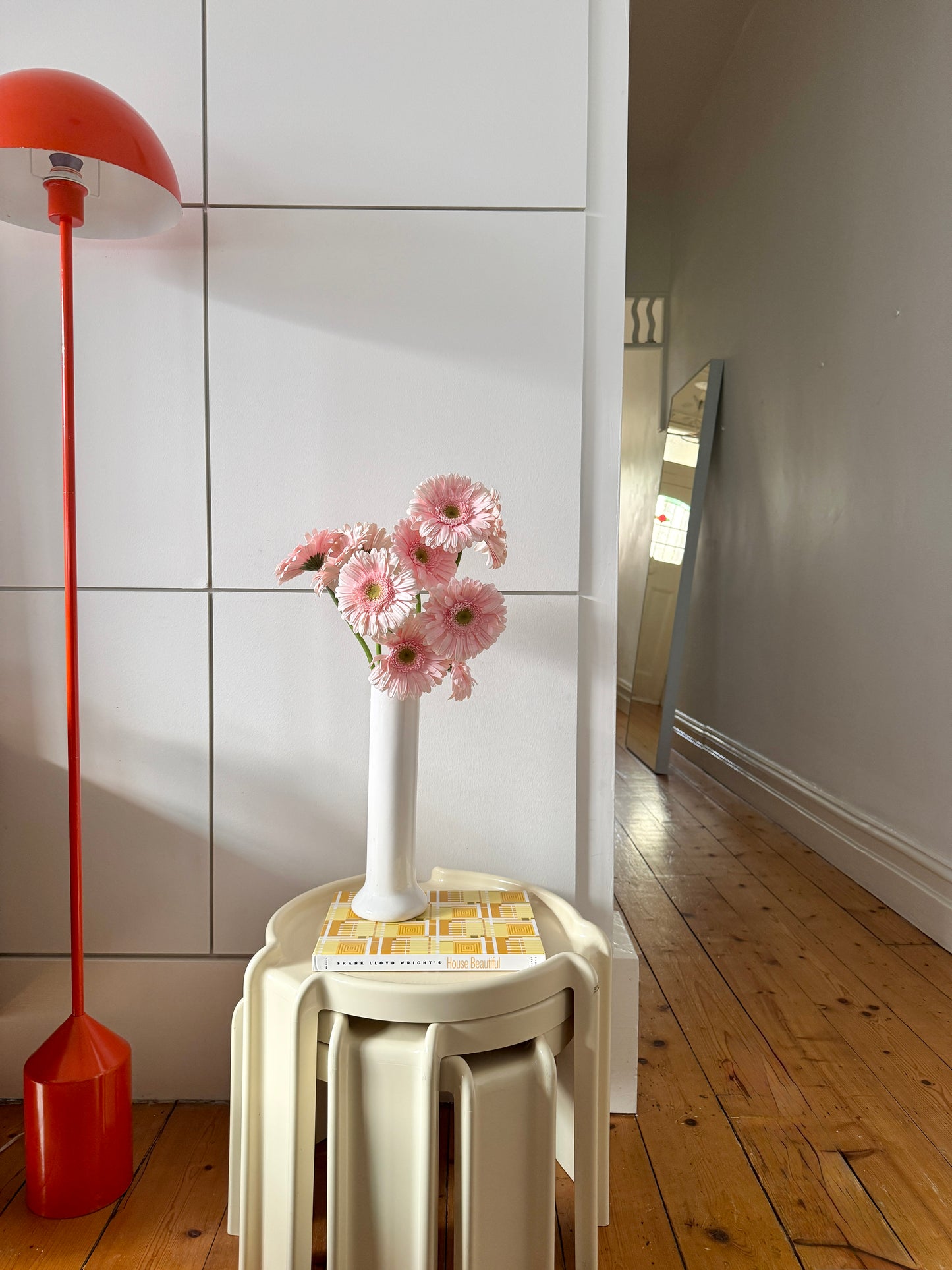 Minimalist White Ceramic Cylinder Vase