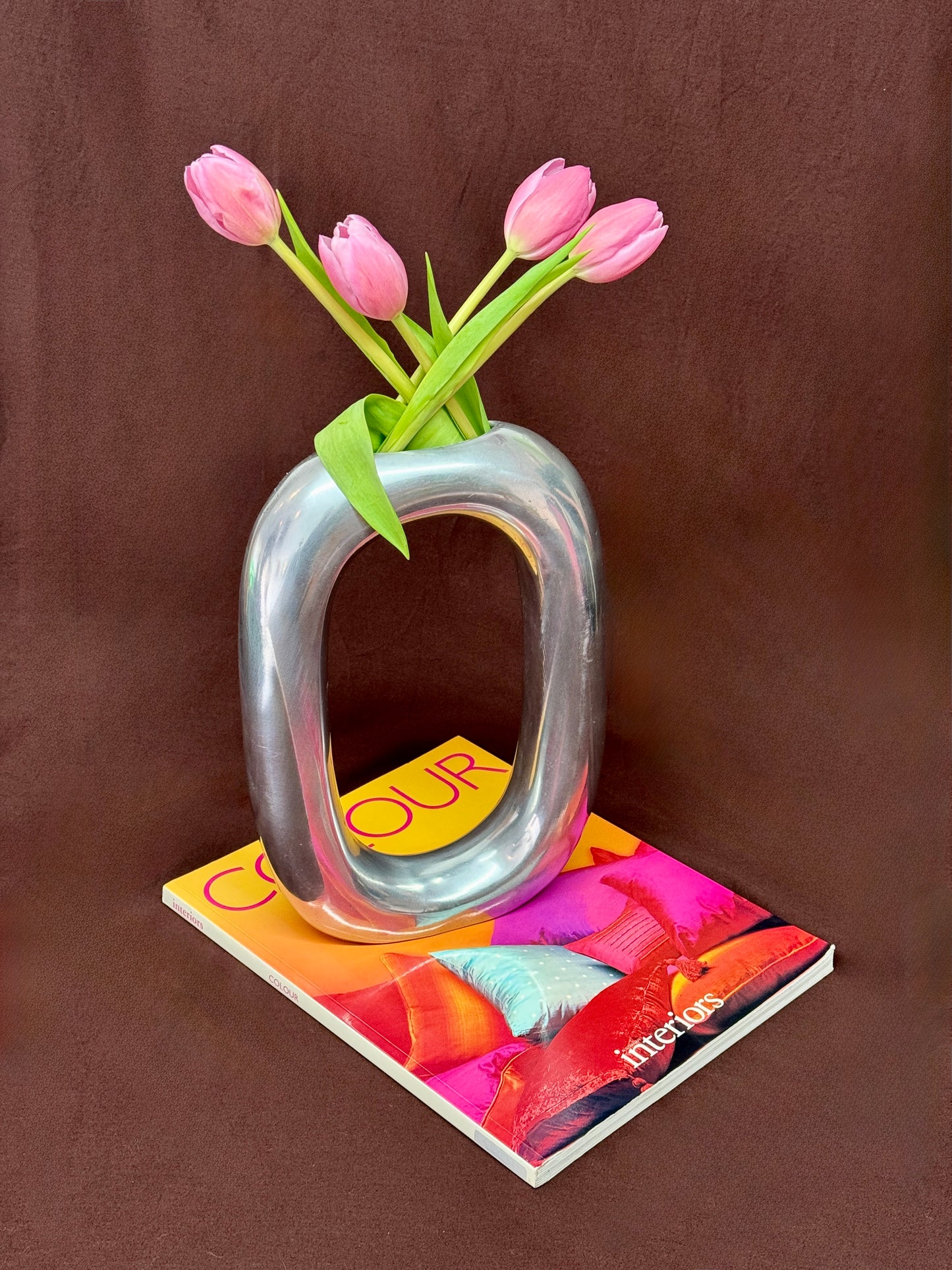 Vintage Aluminum Vase 1980s Postmodern Style