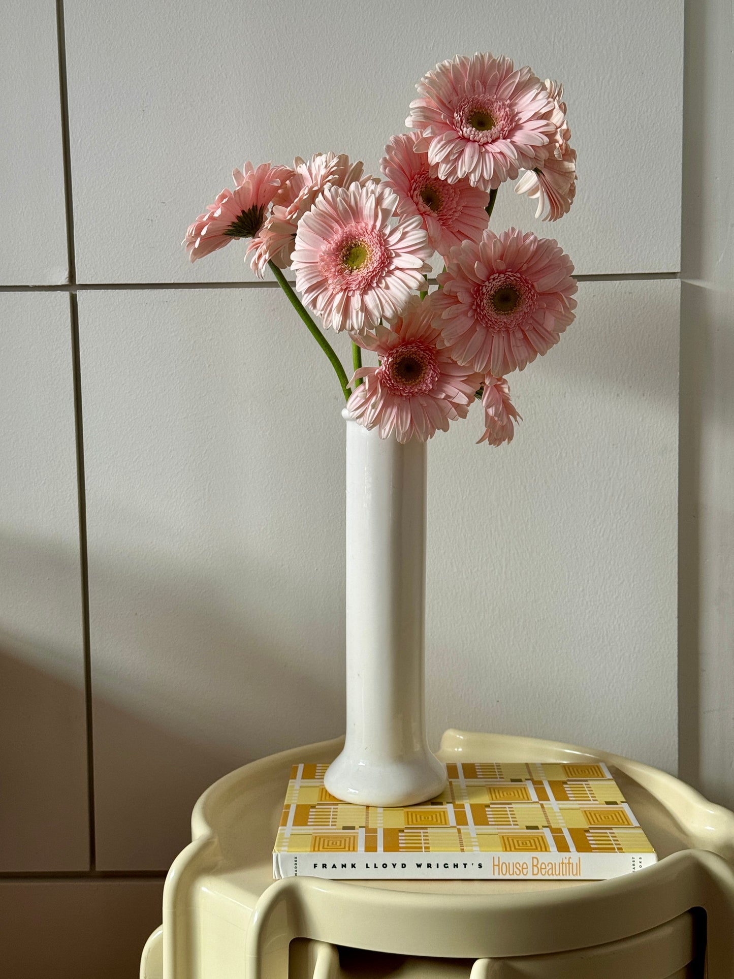 Minimalist White Ceramic Cylinder Vase