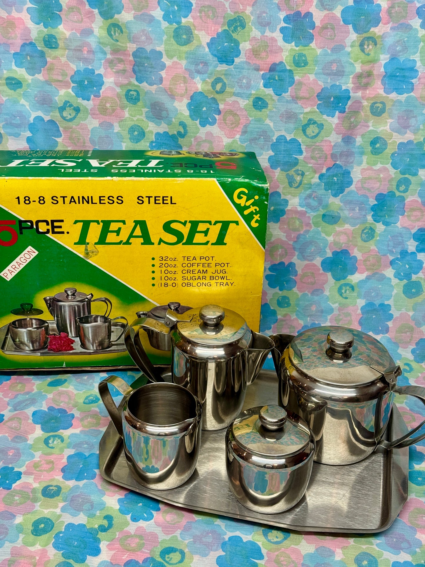 Vintage Paragon 5-Piece Stainless Steel Tea Set – Unused in Box