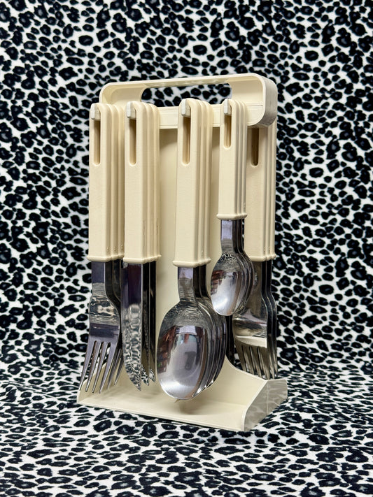 Vintage Space Age Hanging Cutlery Set – Cream (1970s)