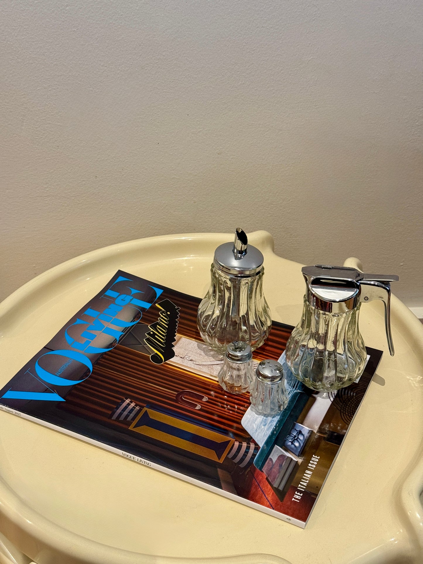 Vintage 4-Piece Glass Kitchen Server Set