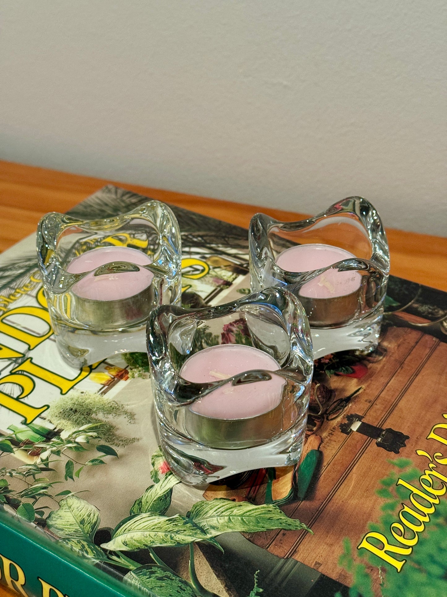 Set of 3 Vintage Glass Tealight Candle Holders