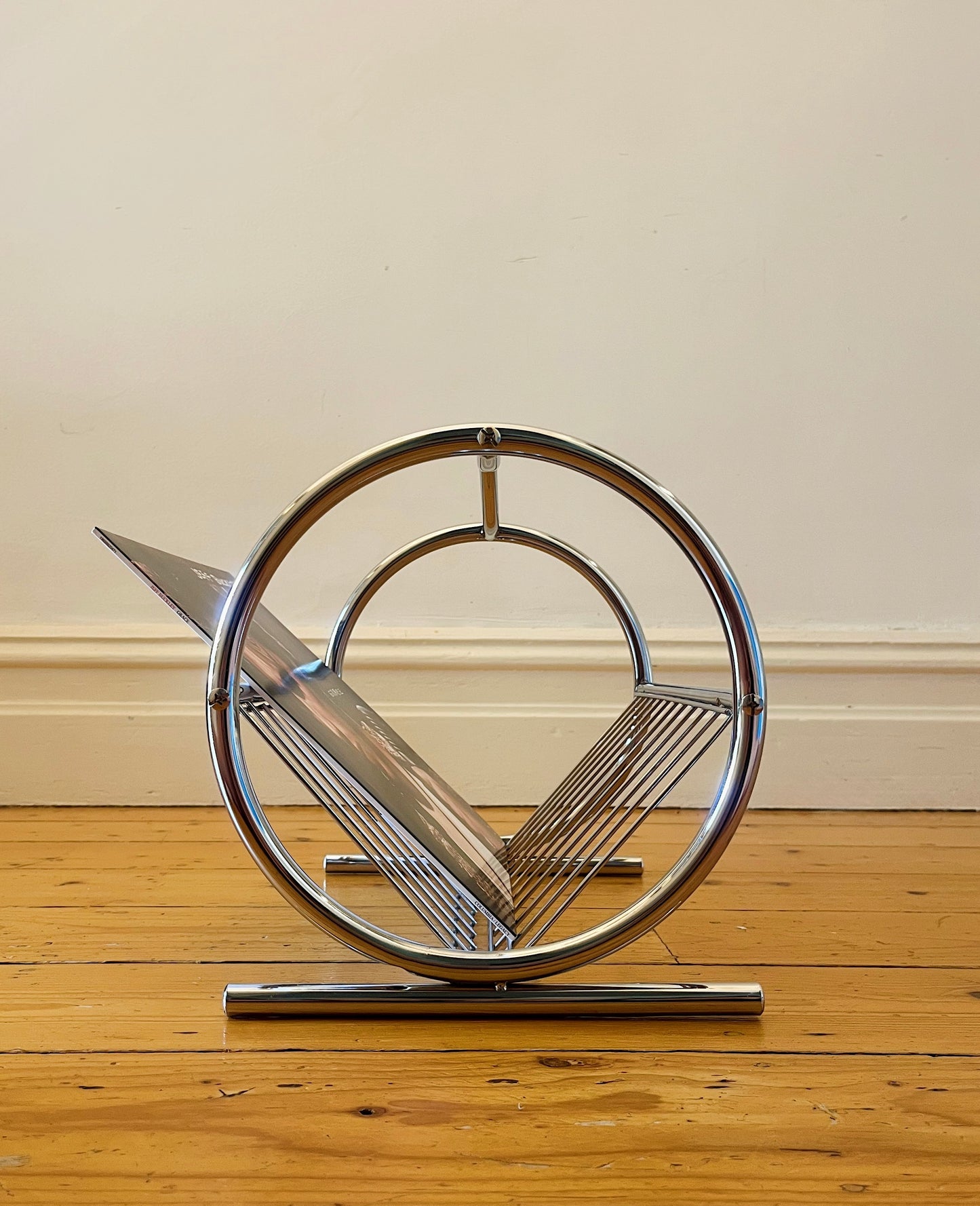 Vintage 1970’s tubular chrome magazine/vinyl rack