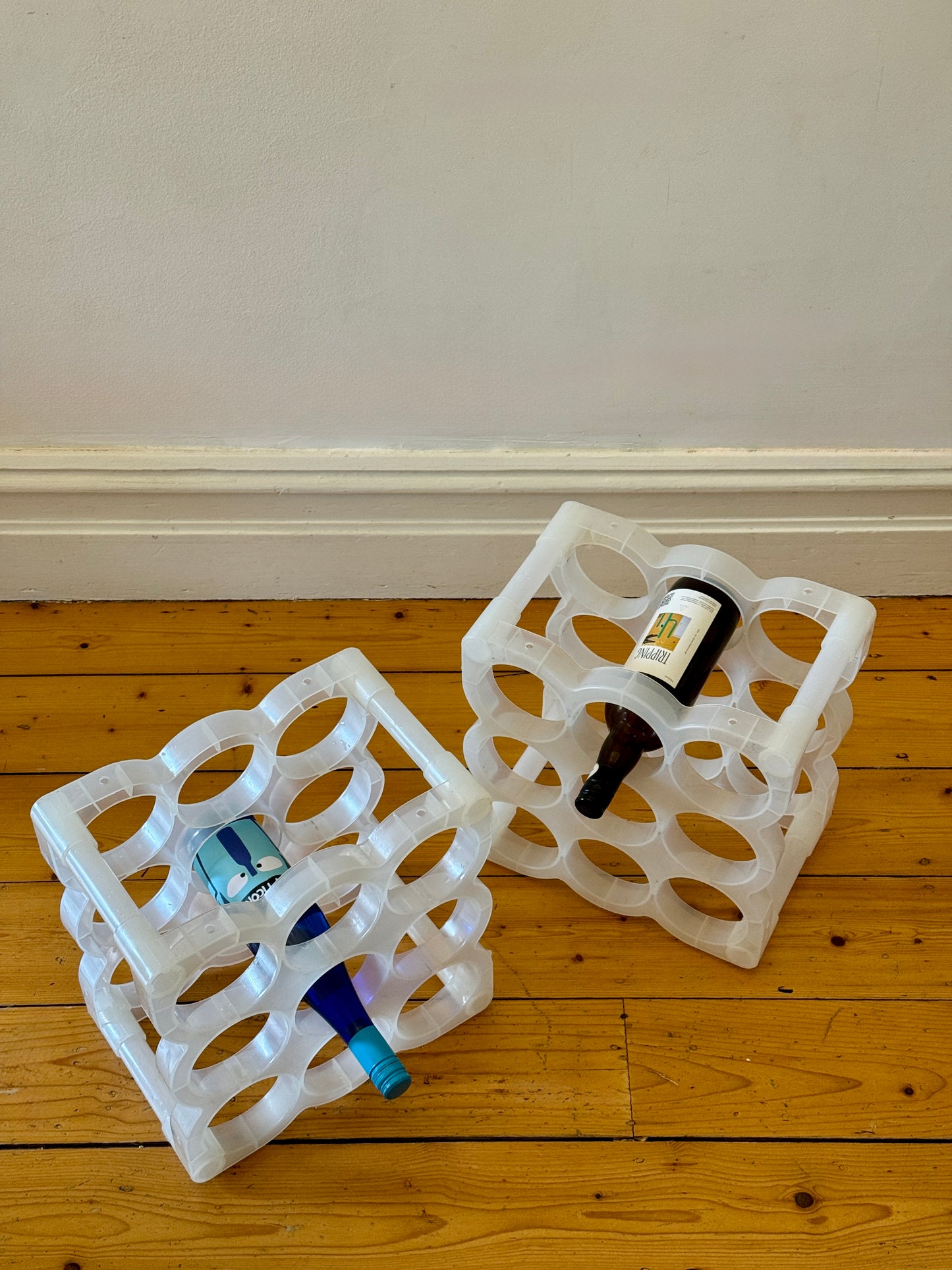 Vintage Modular Plastic Wine Racks – Stackable & Translucent (x4 available)