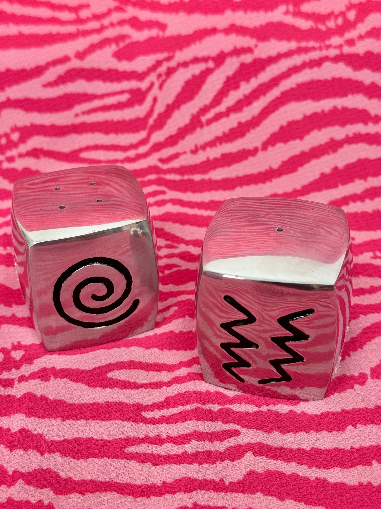 Wilton Armetale Reggae Salt & Pepper Shakers Postmodern Pewter-Style Hollowware (Boxed Set)