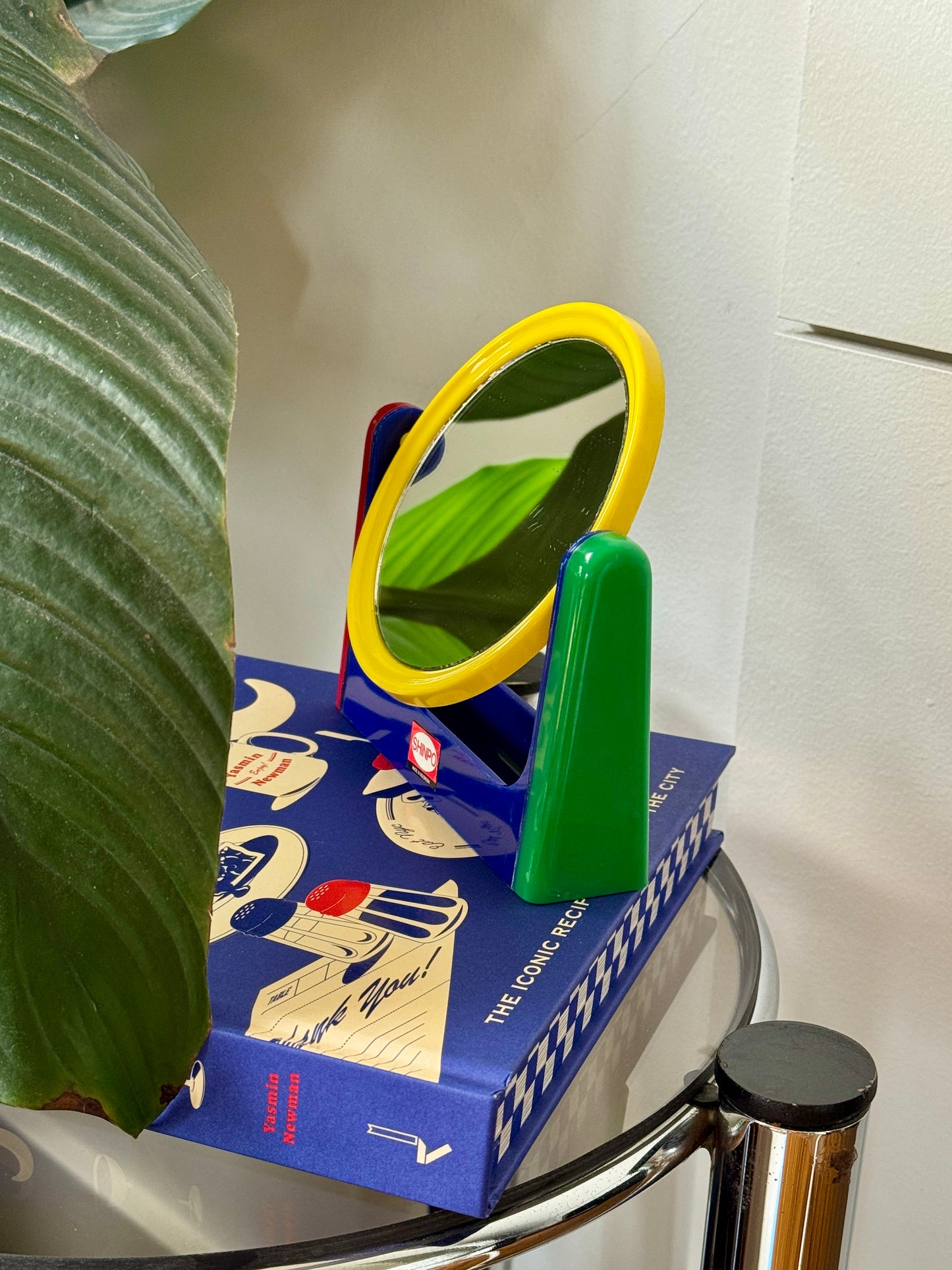 Retro SHINPO colour-block mirror 💛💙❤️💚