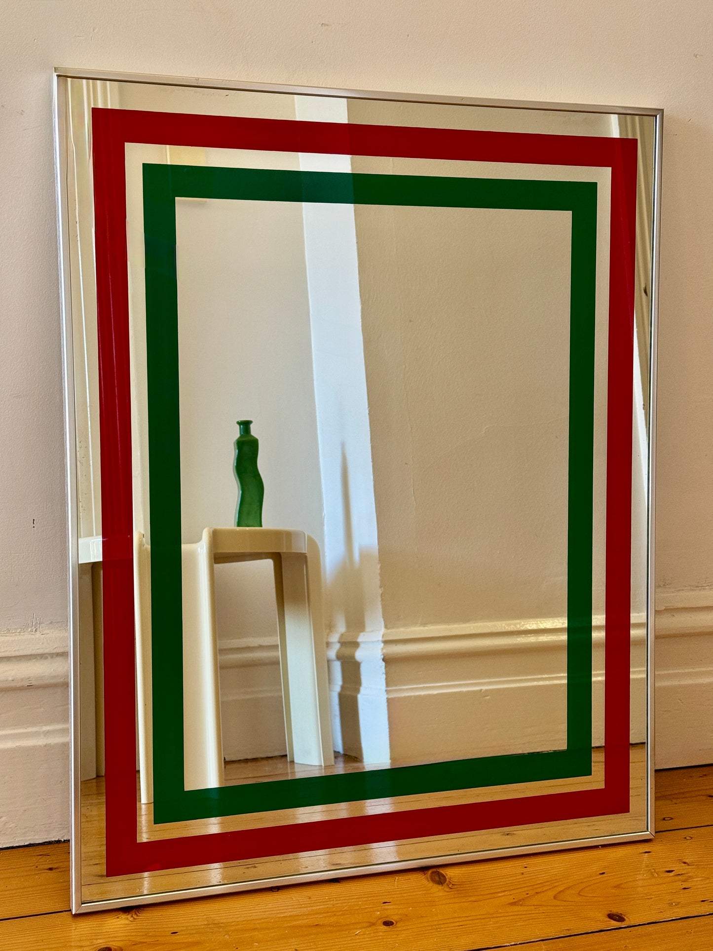 Vintage Champion Mirror with Red and Green Stripes – Made in Australia