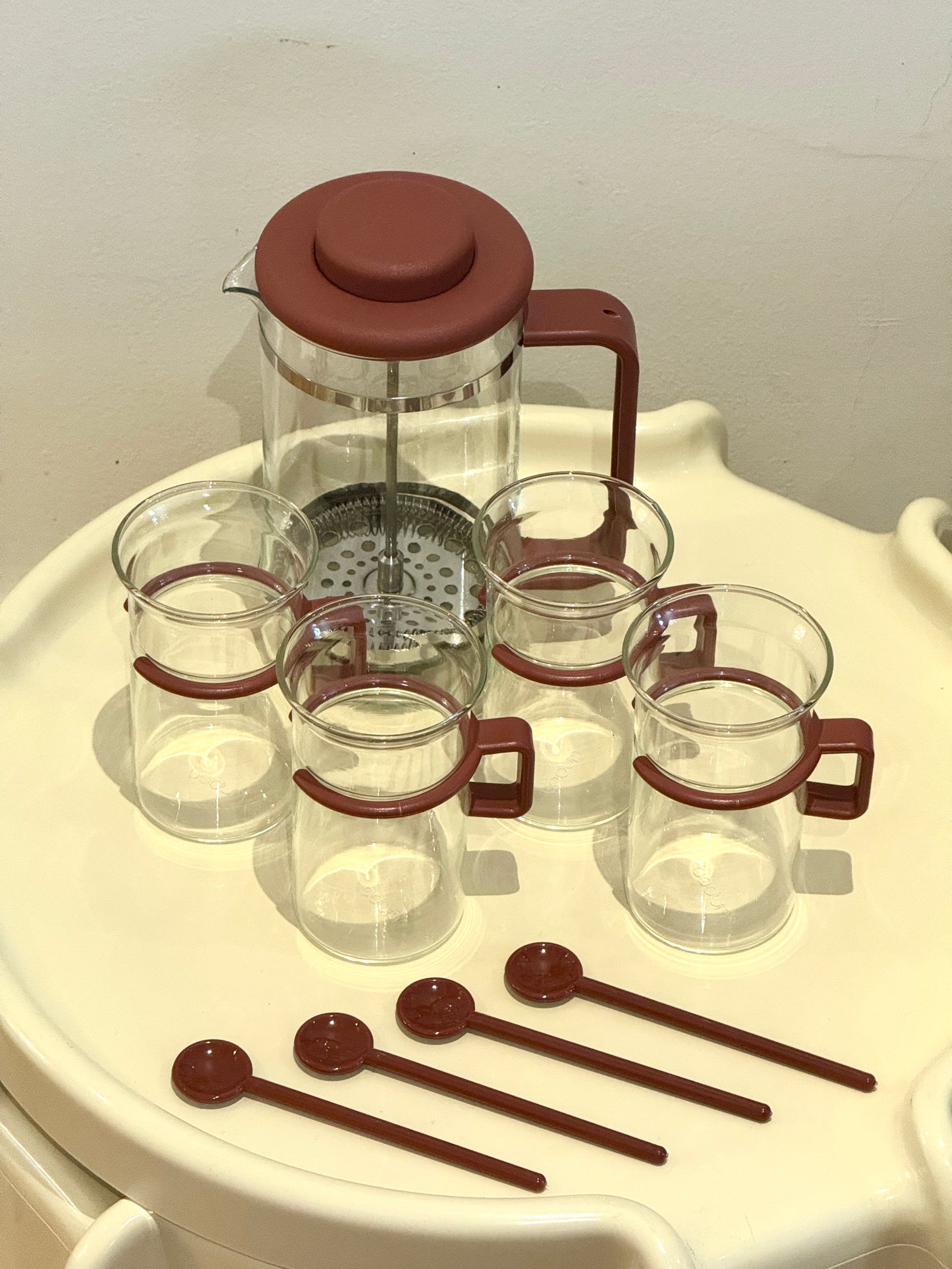 Vintage Bodum Terracotta Brown Coffee Set