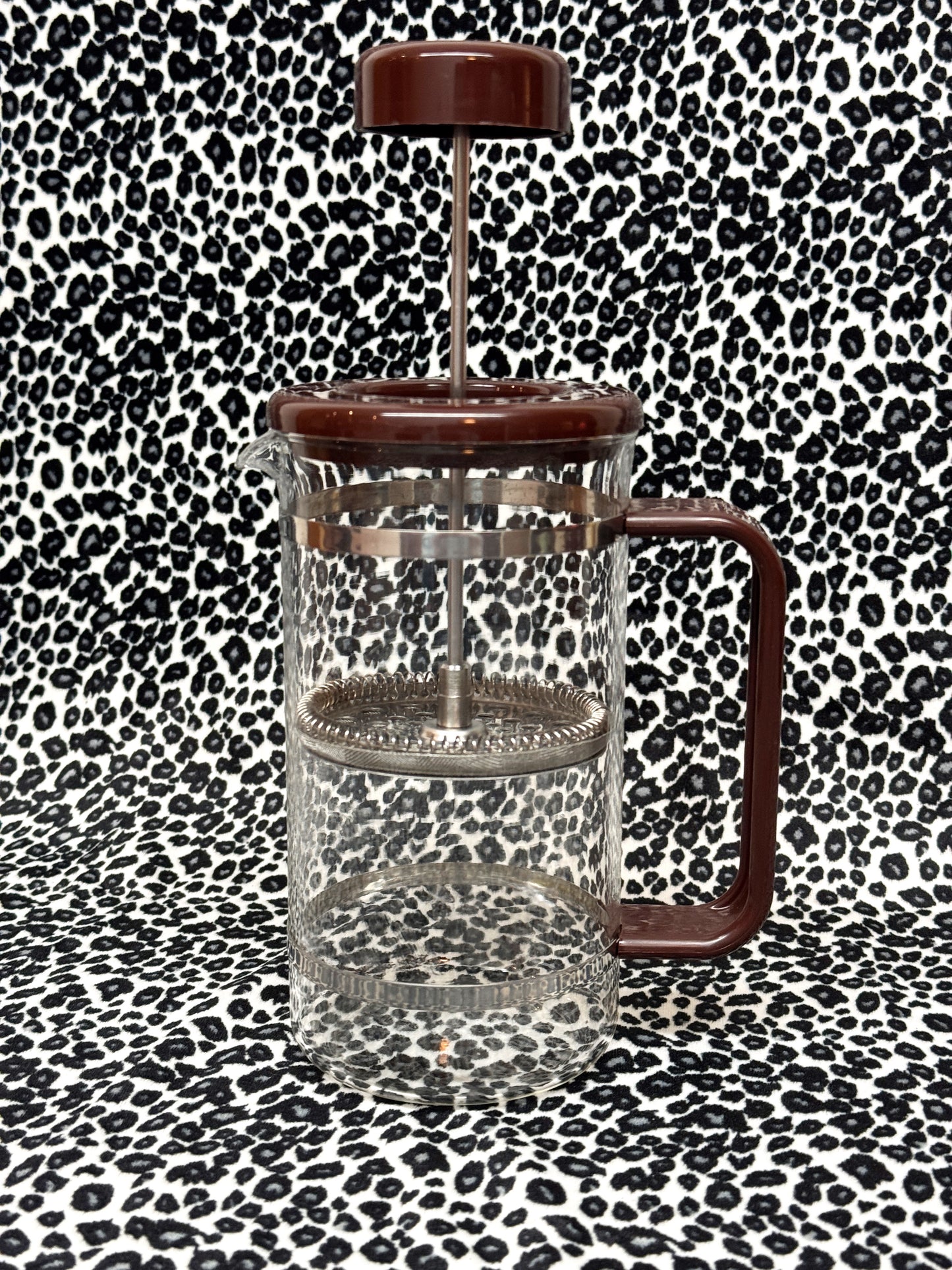 Vintage Bodum French Press Made in Denmark Glass Coffee Plunger in Brown