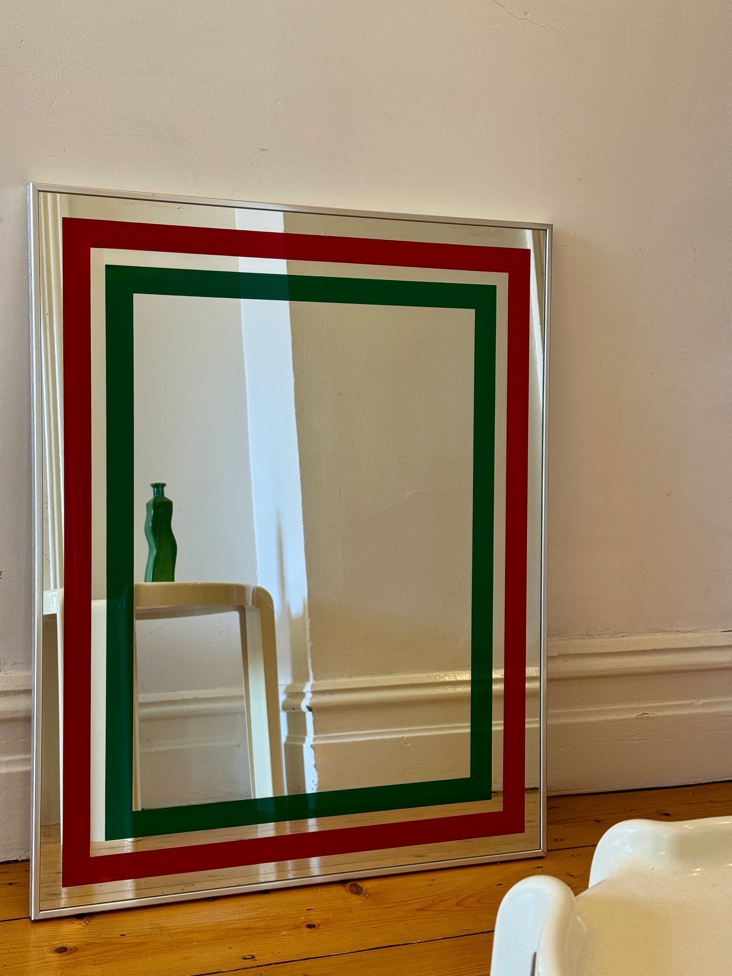Vintage Champion Mirror with Red and Green Stripes – Made in Australia