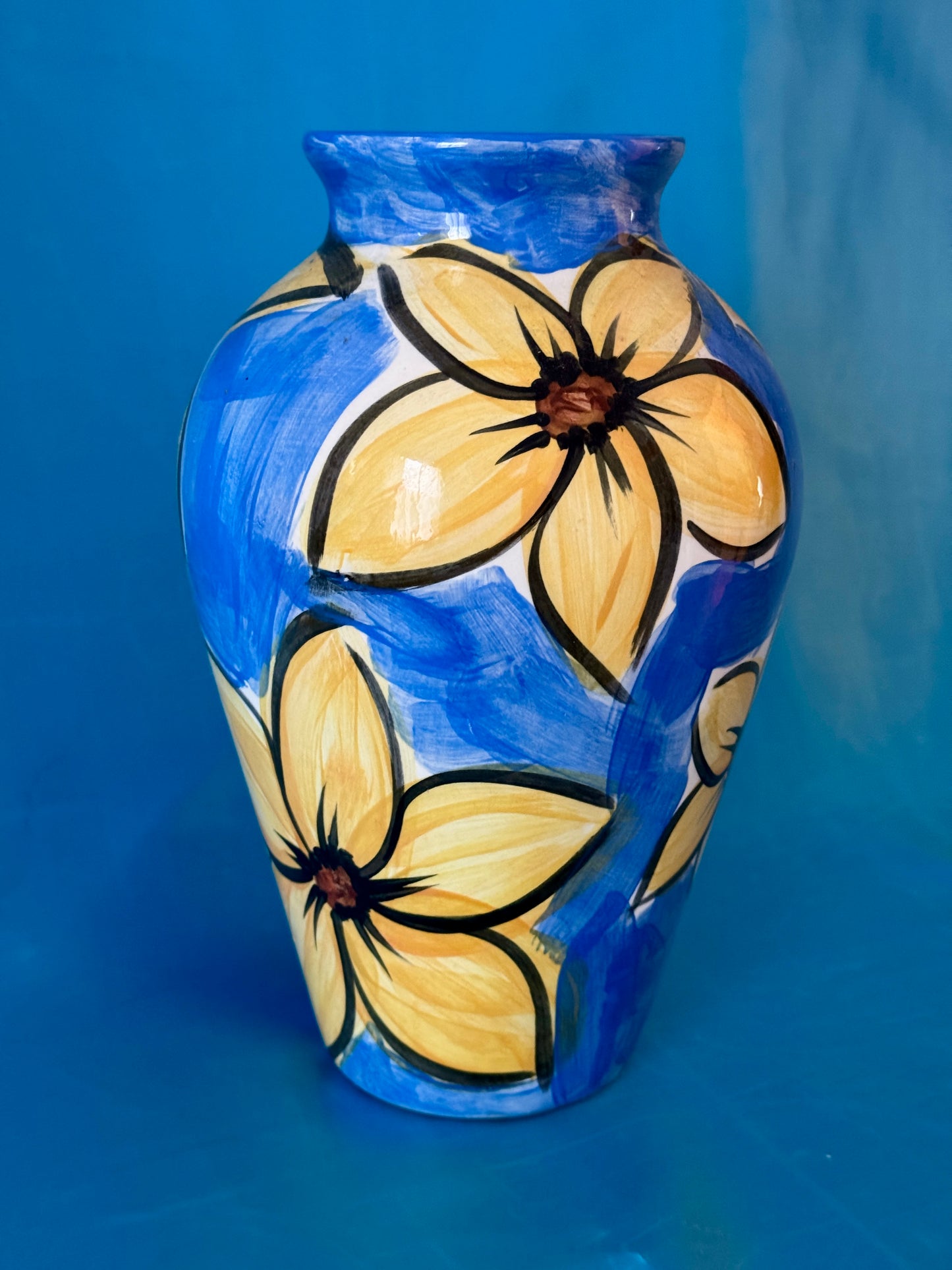Vintage Hand-Painted Floral Ceramic Vase