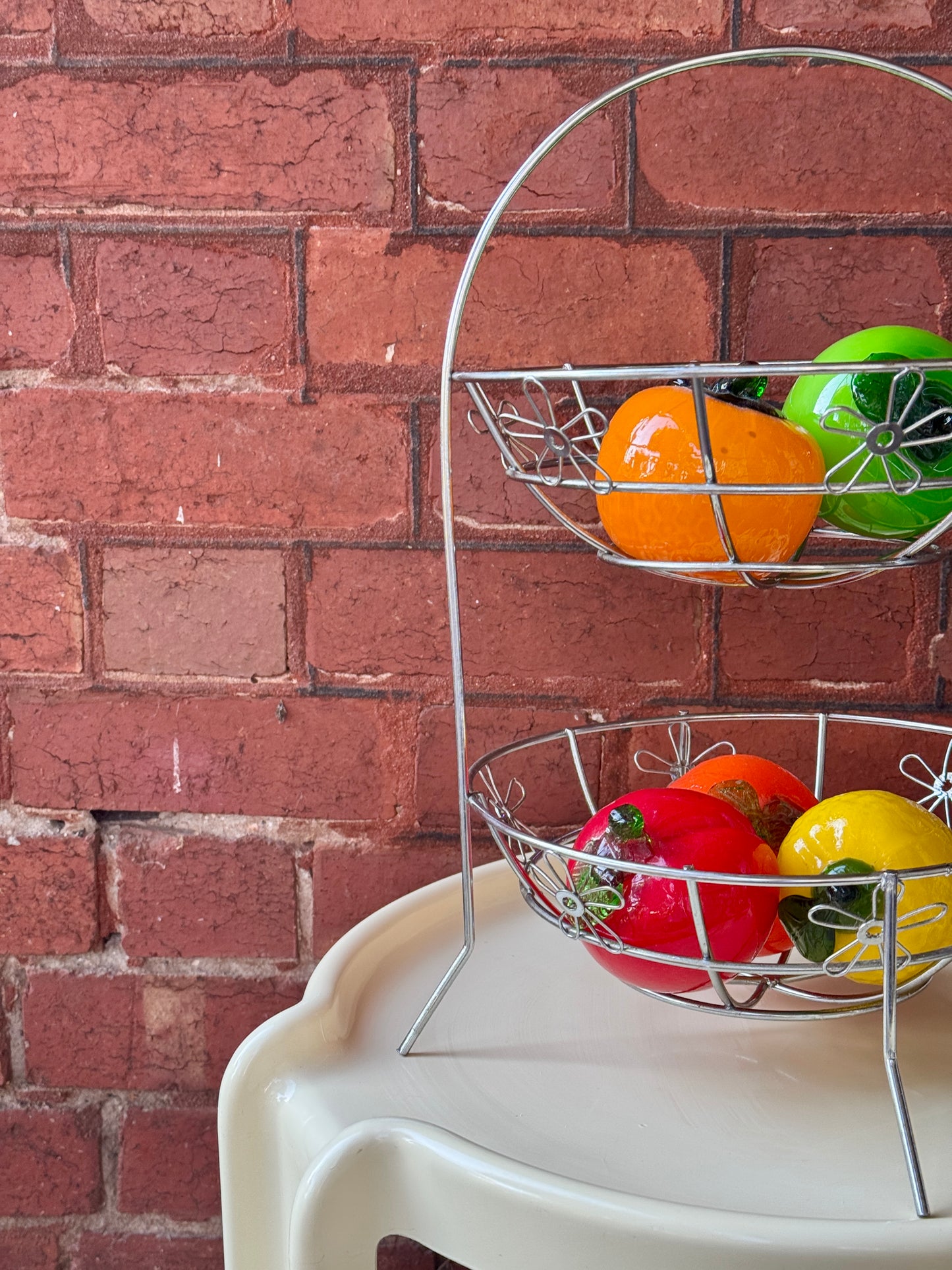 Vintage Two-Tier Wire Fruit Basket