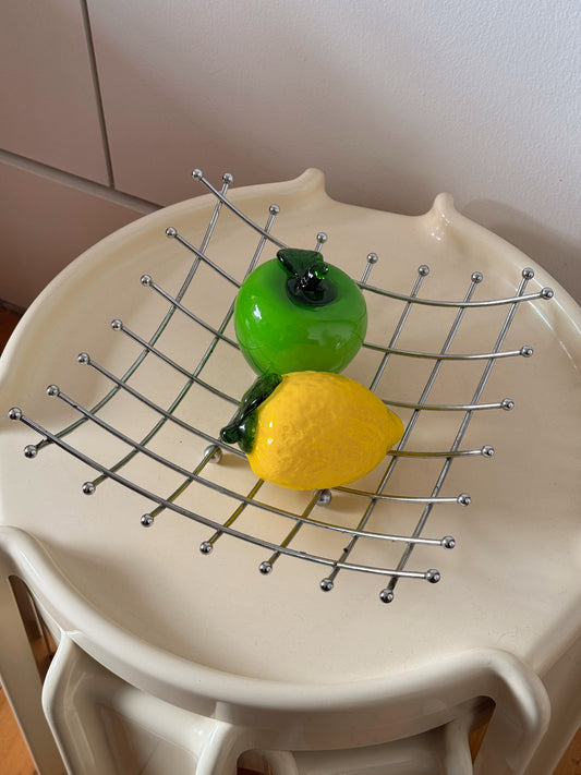 Vintage Chrome Lattice Fruit Bowl