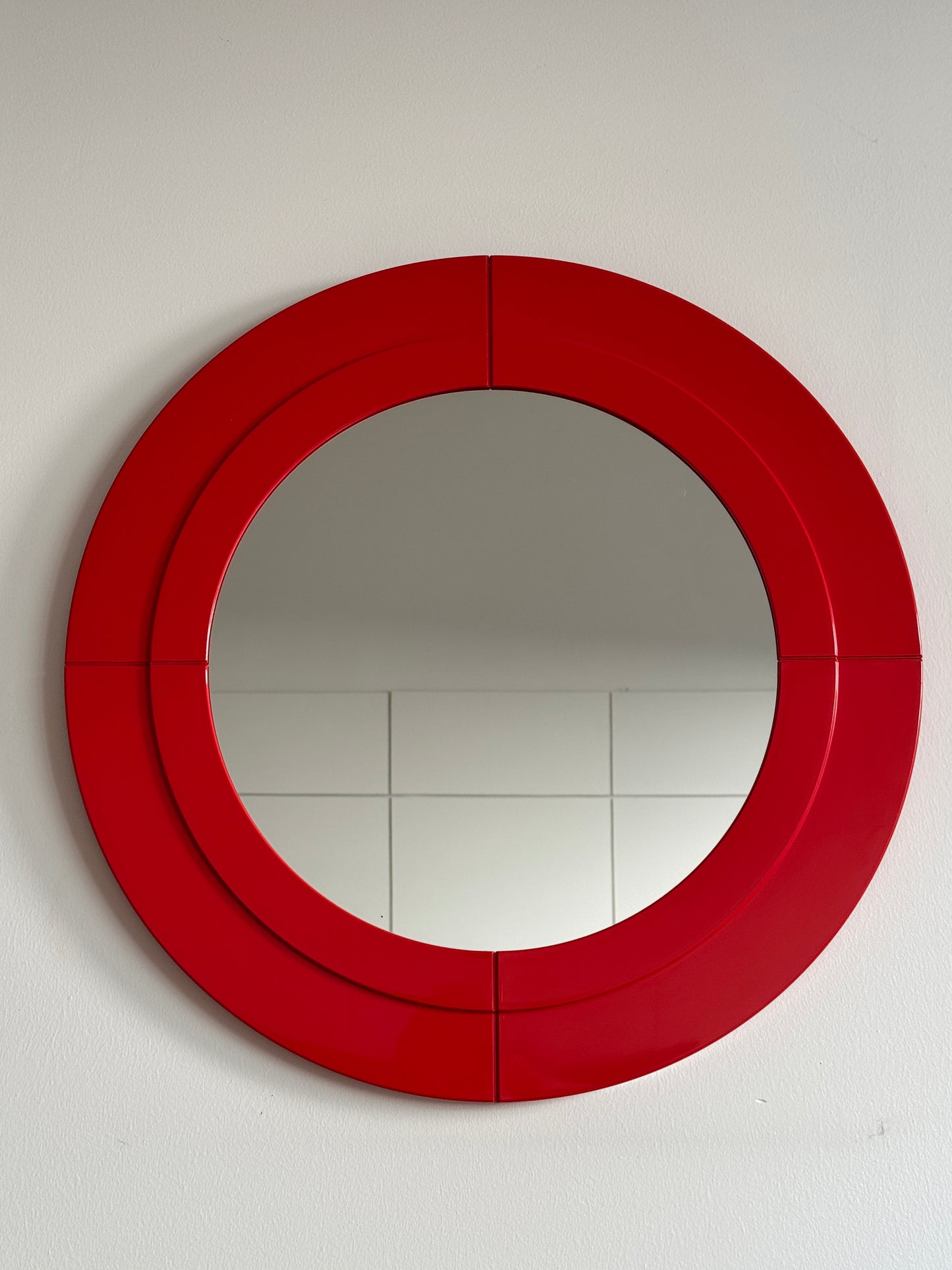 Vintage Kartell Modular Mirror by Anna Castelli – Red | Made in Italy