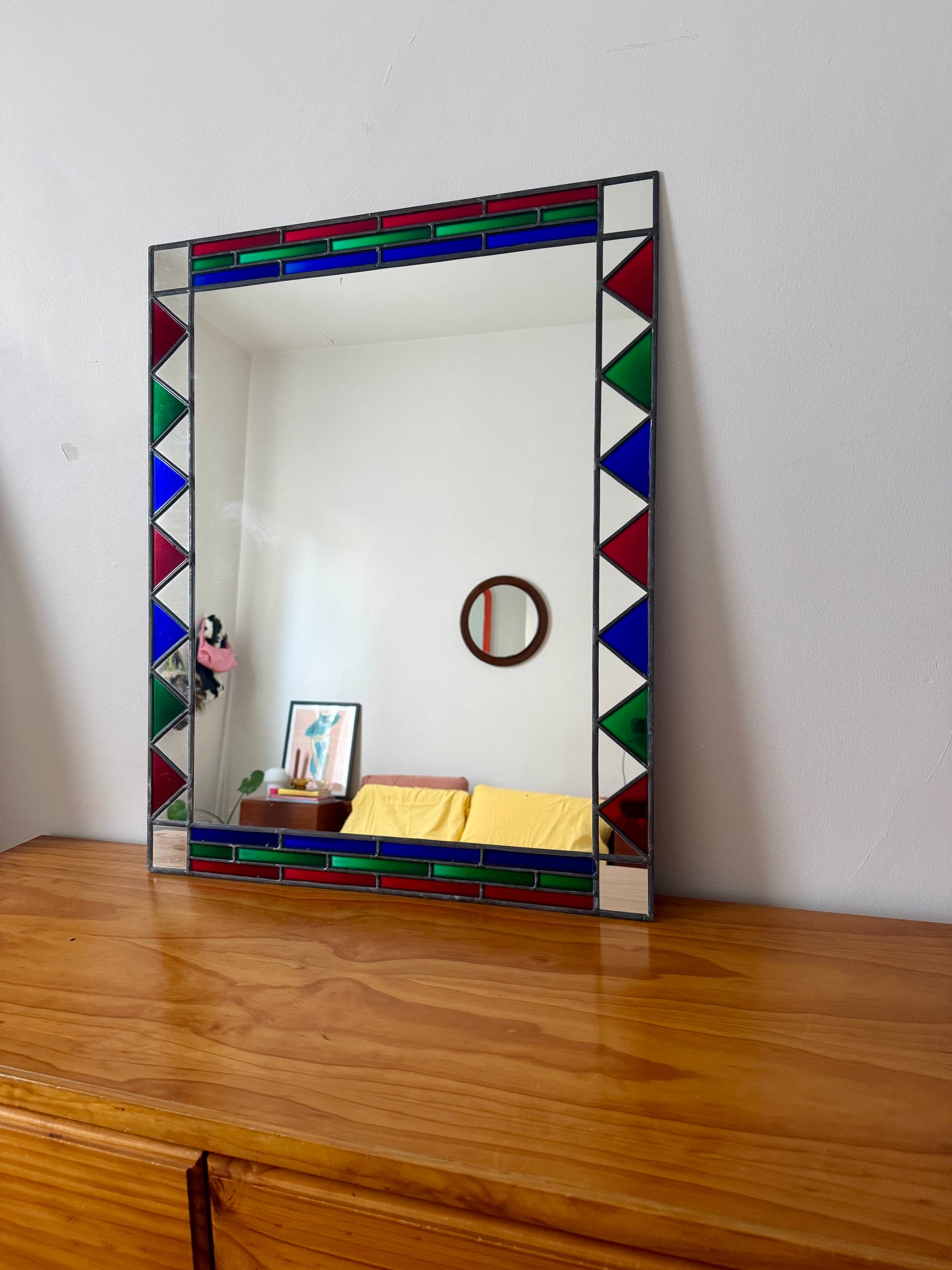 Postmodern Vintage Leadlight Mirror