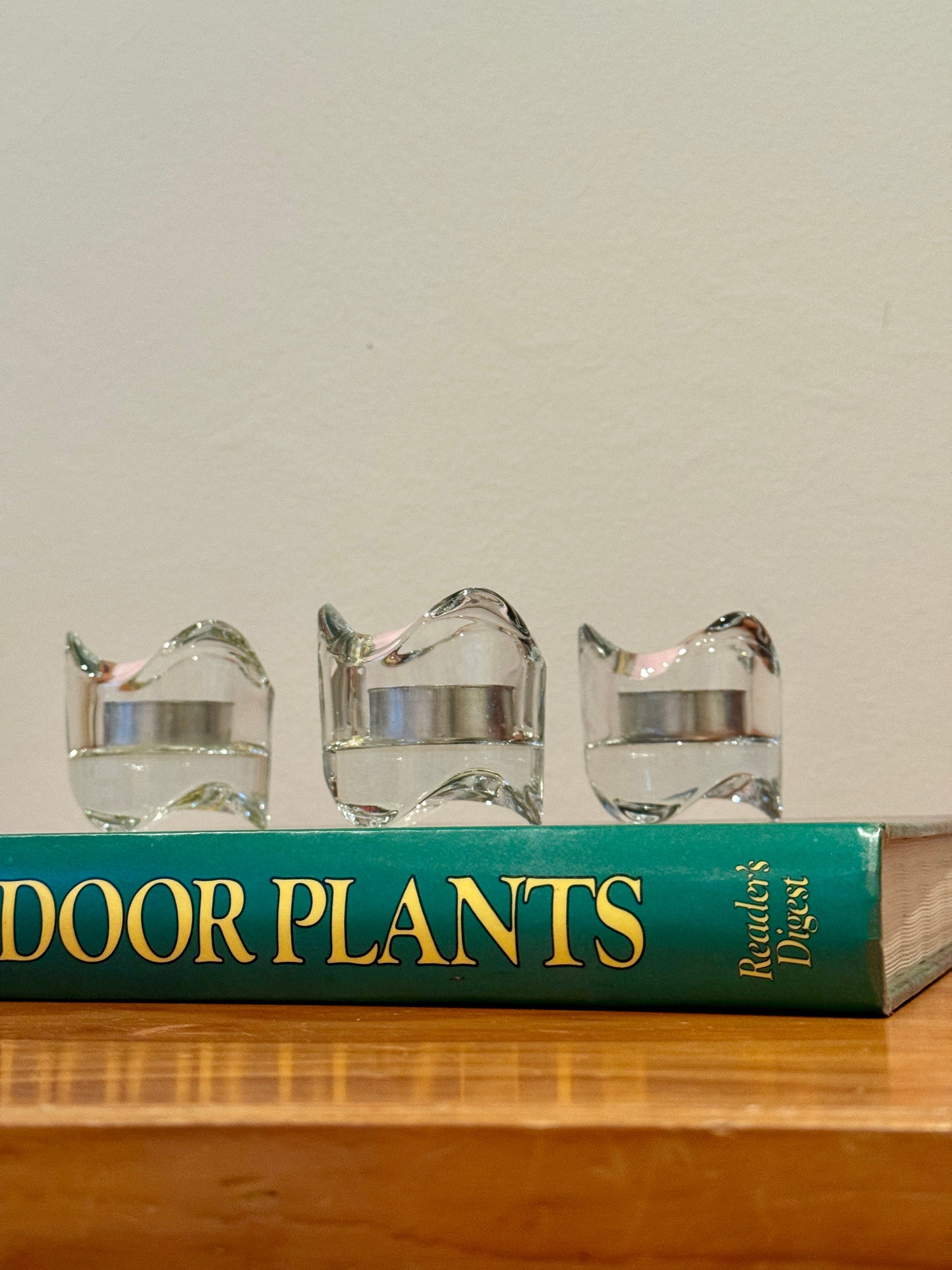 Set of 3 Vintage Glass Tealight Candle Holders