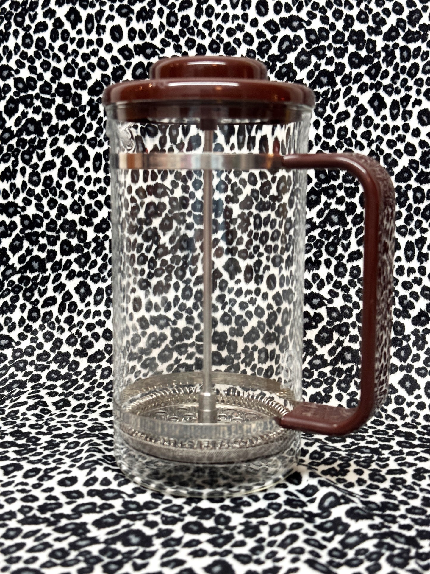 Vintage Bodum French Press Made in Denmark Glass Coffee Plunger in Brown