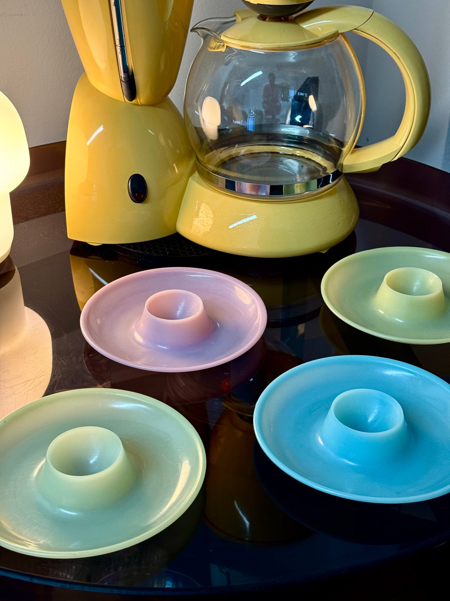 Vintage Pastel Egg Cup Saucers – Set of 4