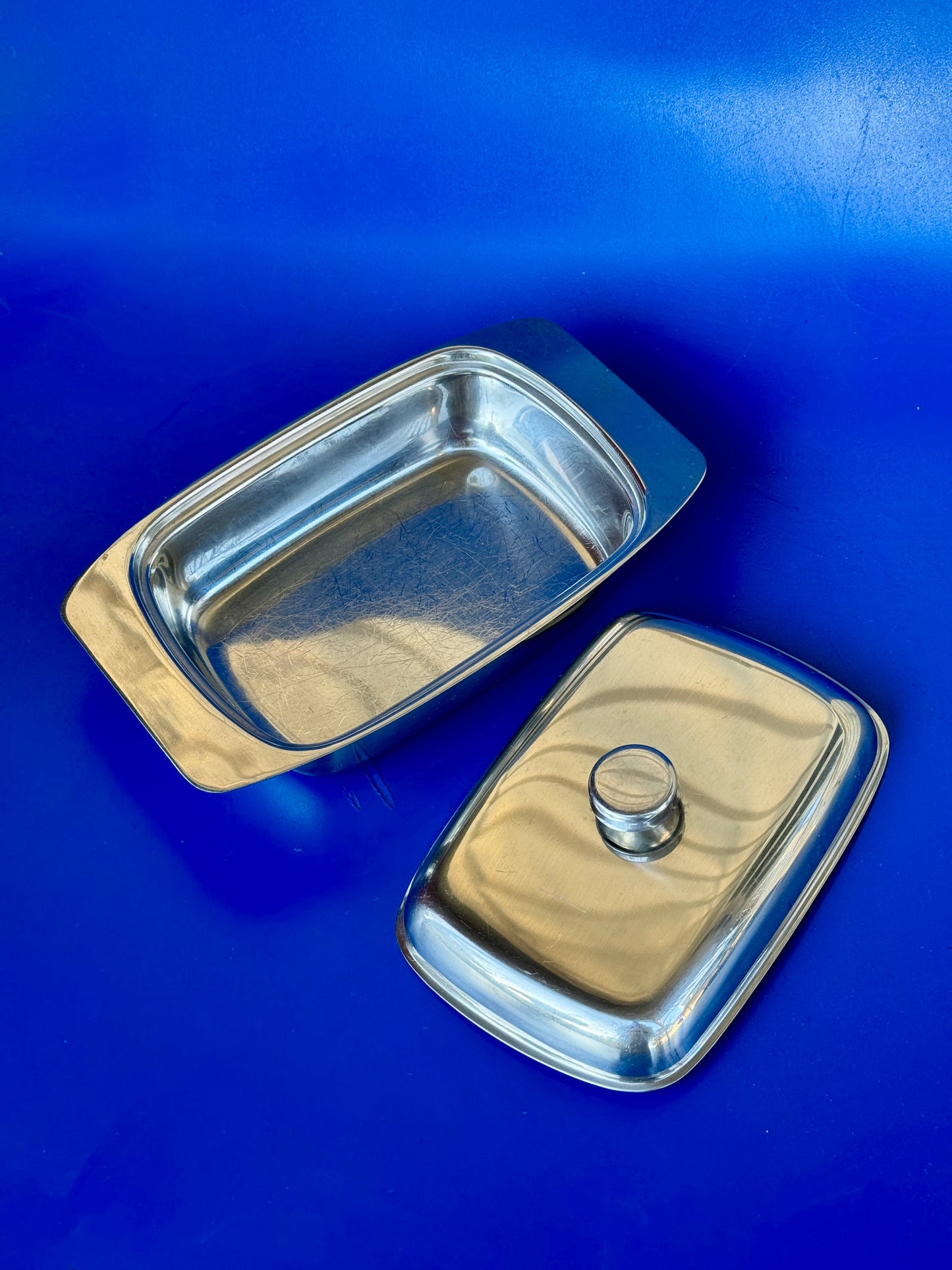 Vintage Stainless Steel Butter Dish