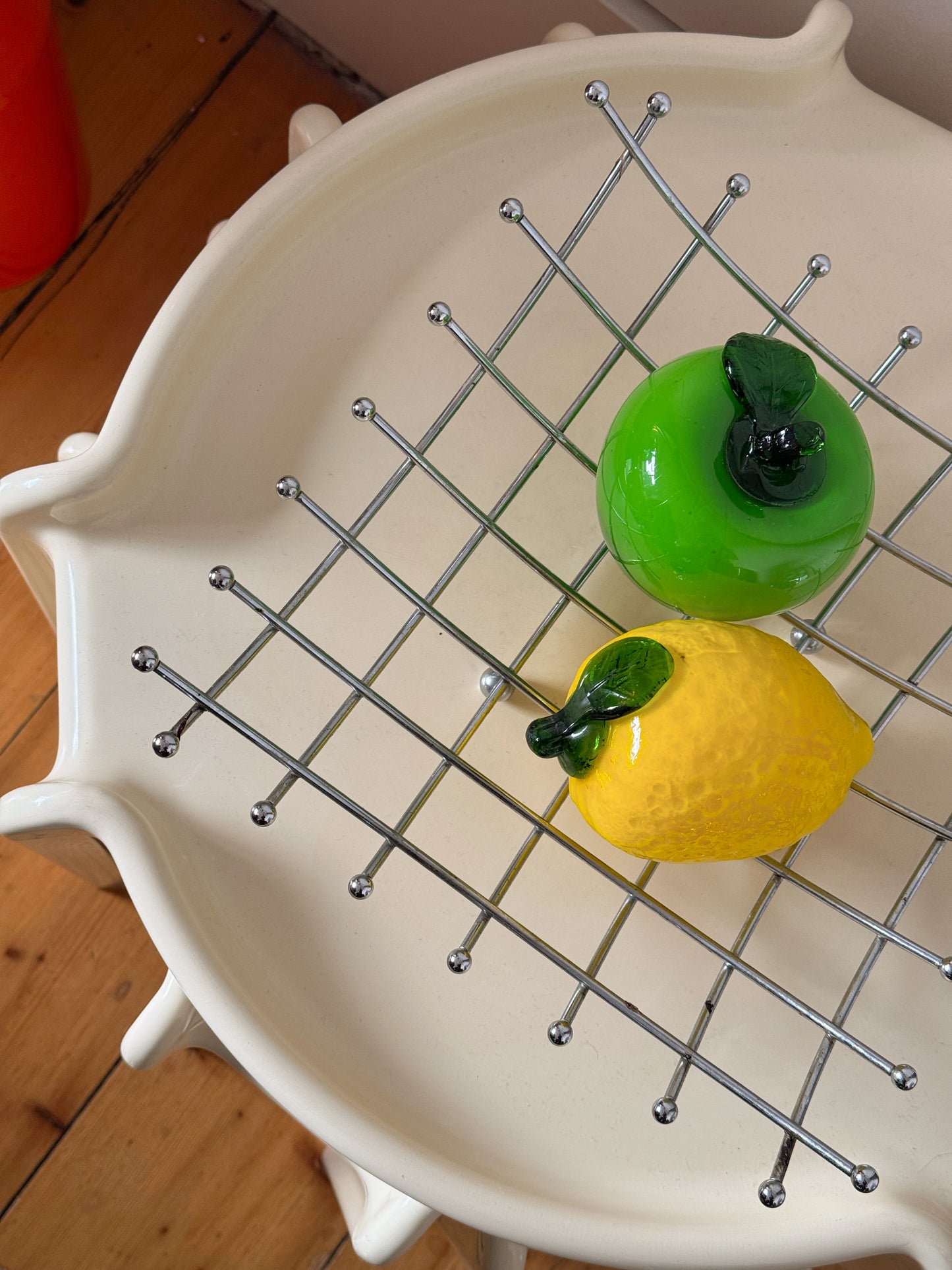 Vintage Chrome Lattice Fruit Bowl