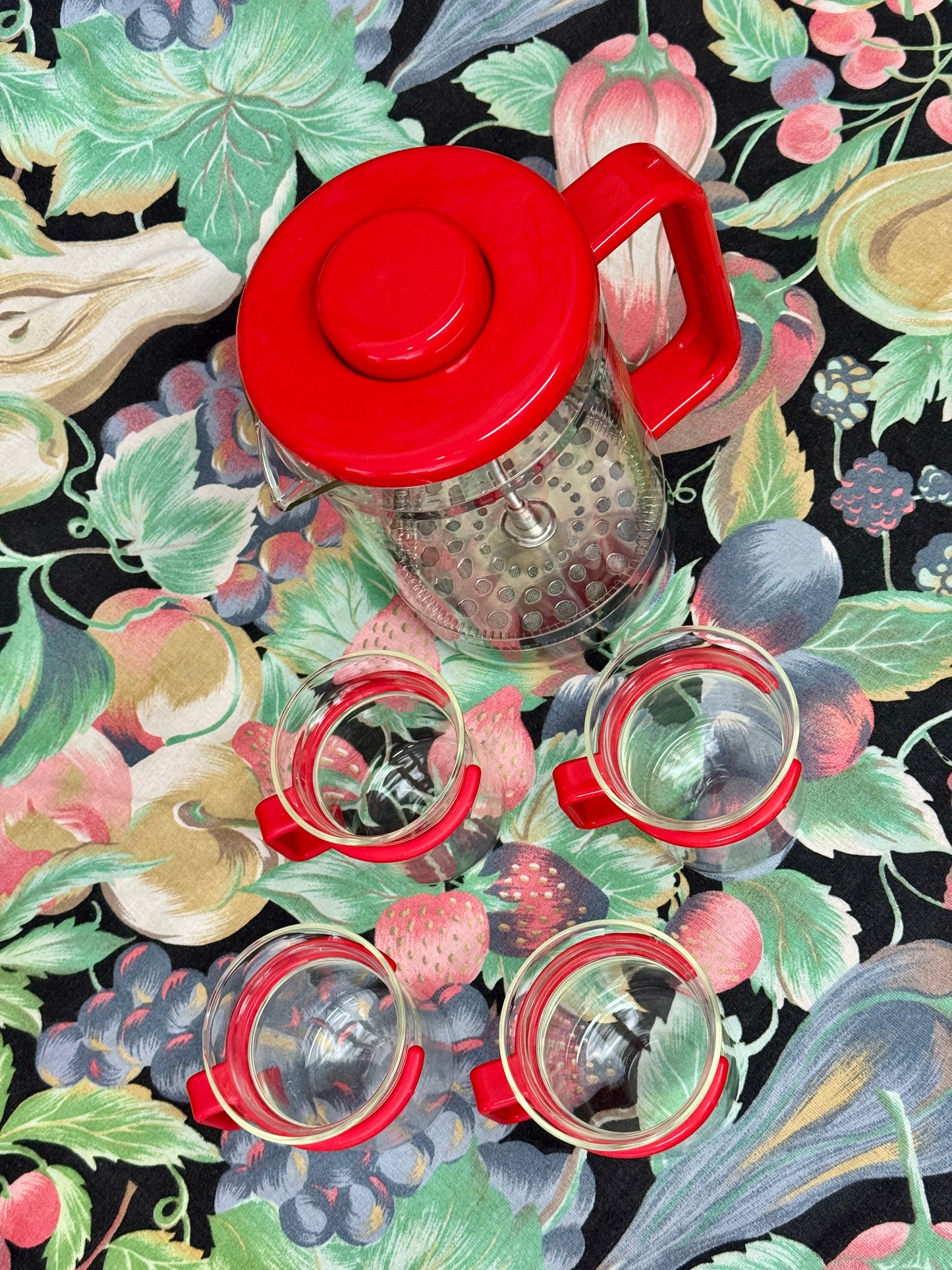 Vintage Bodum French Press Set Iconic Red Edition