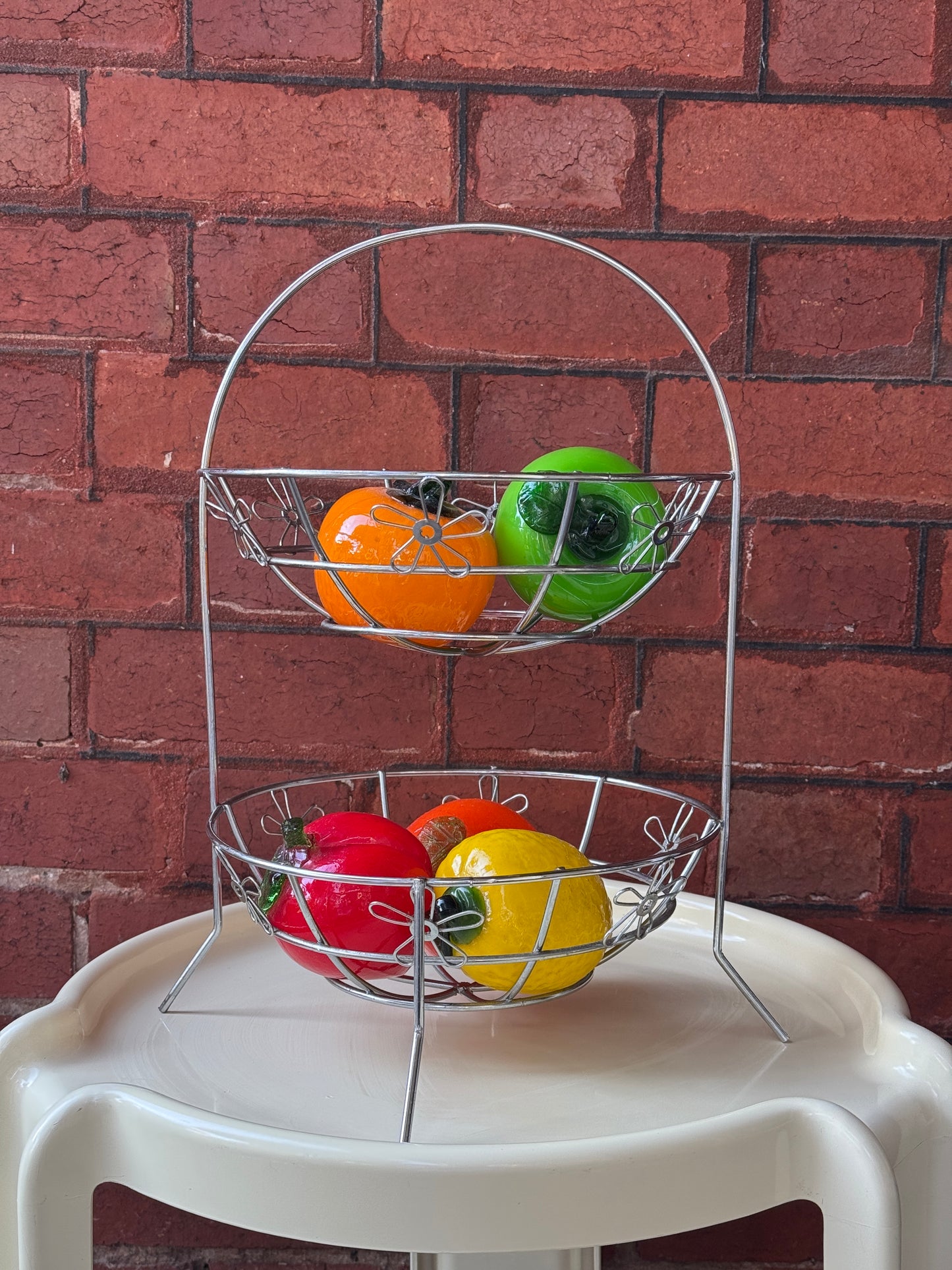 Vintage Two-Tier Wire Fruit Basket